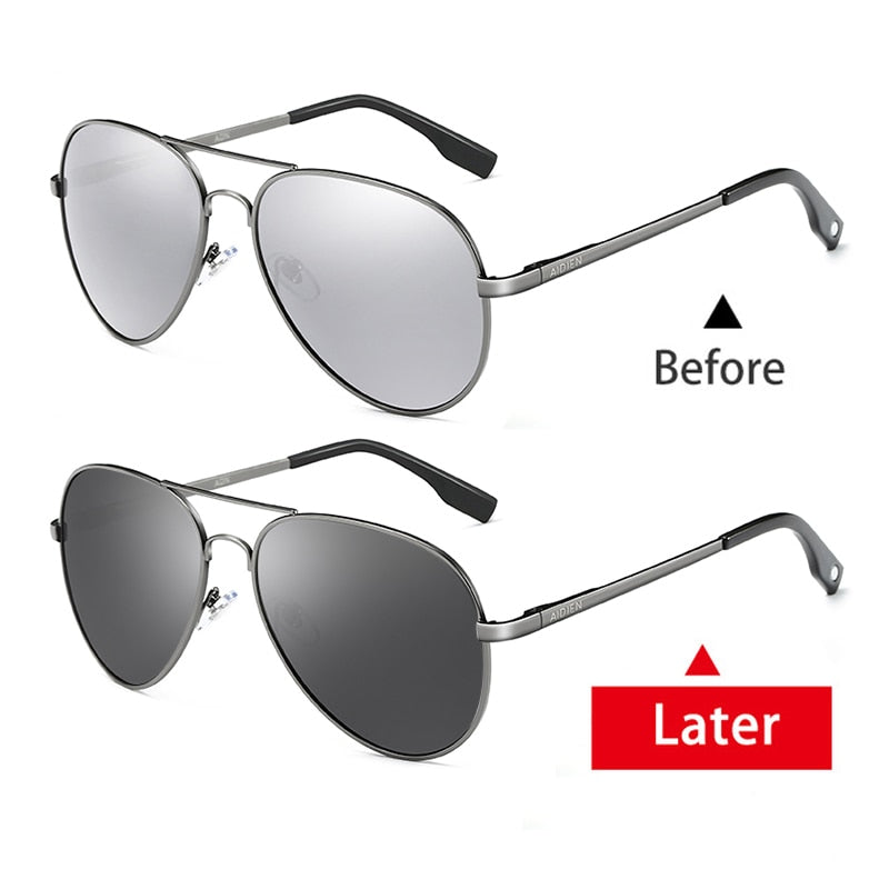 Aidien Unisex Full Rim Rectangle Aluminum Magnesium Reading Glasses & Sunglasses B8177 - Lightweight Eyewear for Reading, Driving, and Outdoor Activities