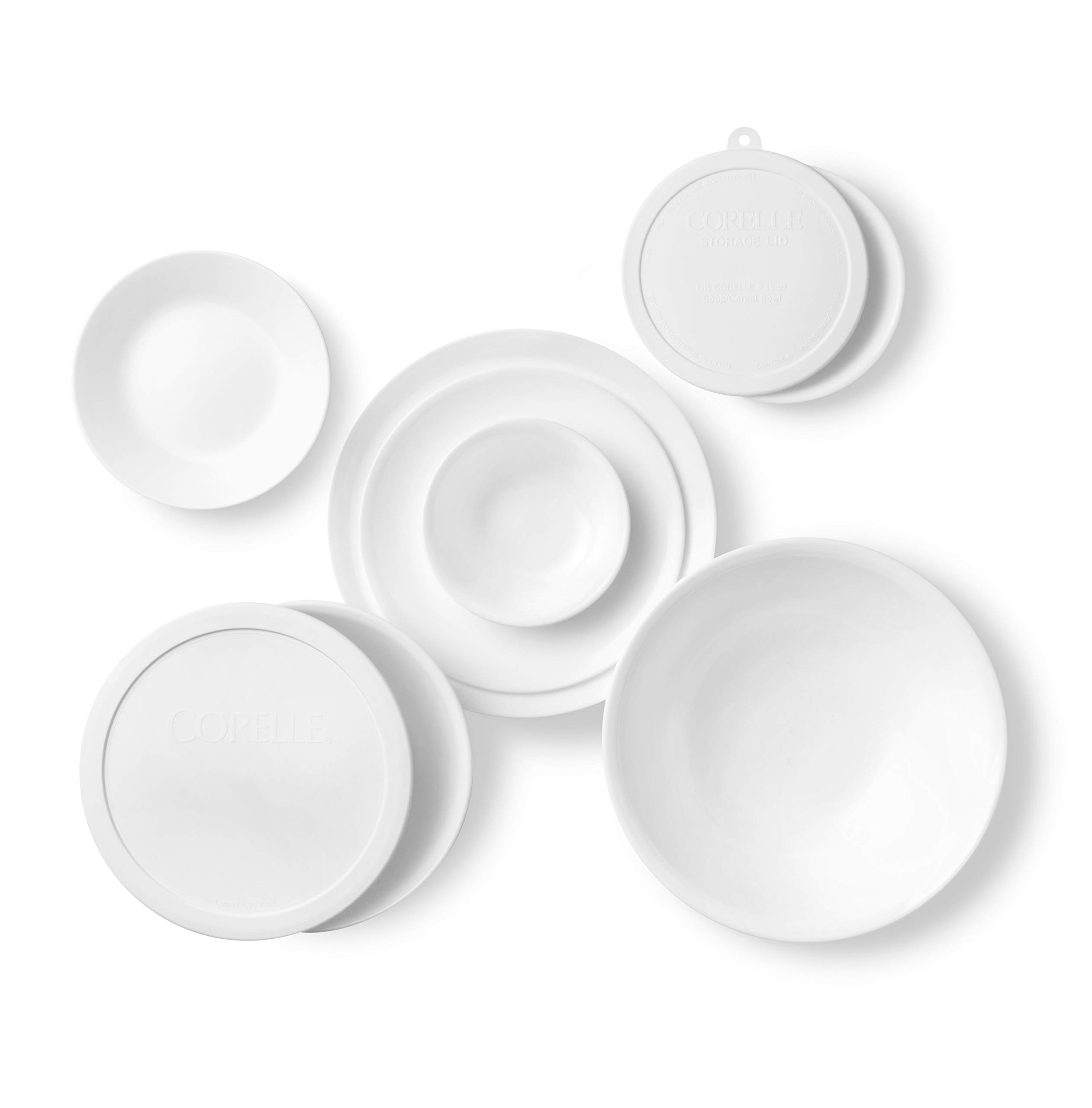 Corelle Vitrelle 78-Piece Dinnerware Set for 12 - Triple Layer Glass, Chip Resistant, Lightweight Round Plates & Bowls in Winter Frost White - Perfect for Family Dinners, Entertaining Guests & Everyday Use