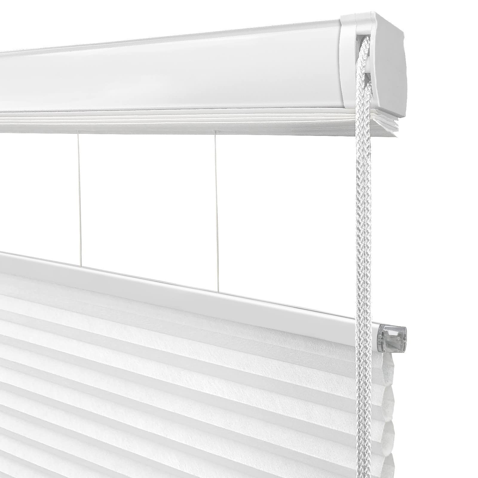 Keego Top Down Bottom Up Corded Honeycomb Cellular Shades - Custom Cut to Size, Noise Reducing Light Filtering Window Blinds (White, 44