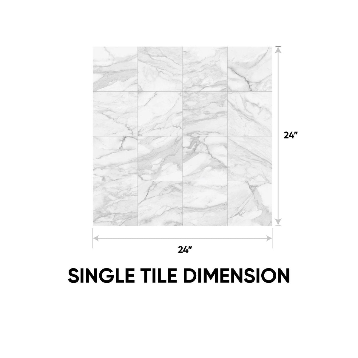 24x24 Inch Statuario Brina Plata Polished Rectified Glazed Porcelain Tile - Premium White Marble Look Floor & Wall Tile for Bathroom, Kitchen, and Living Room