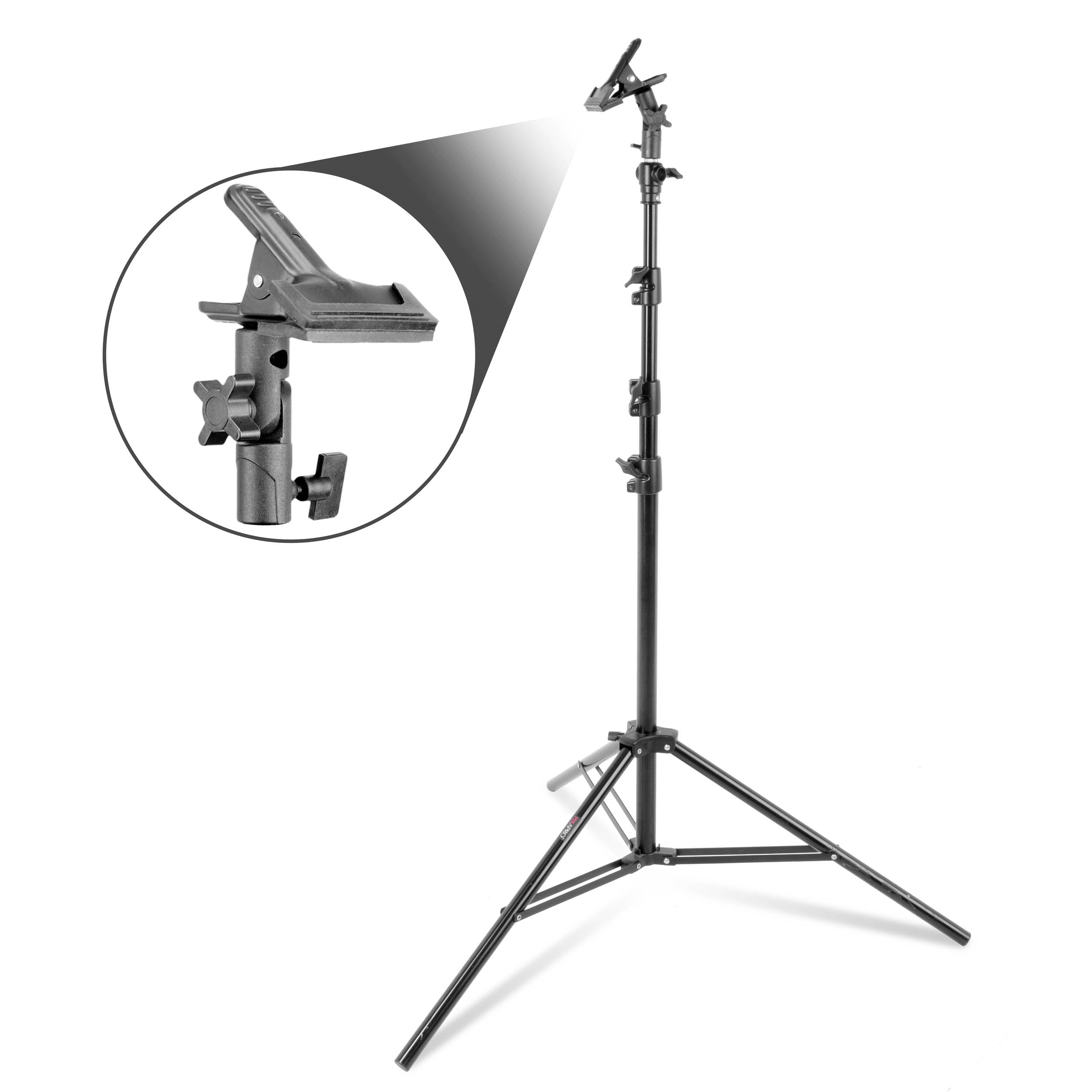 Professional 240cm Air Cushioned Studio Light Stand with Background Reflector Clamp - Perfect for Photography, Videography & YouTube Content Creation