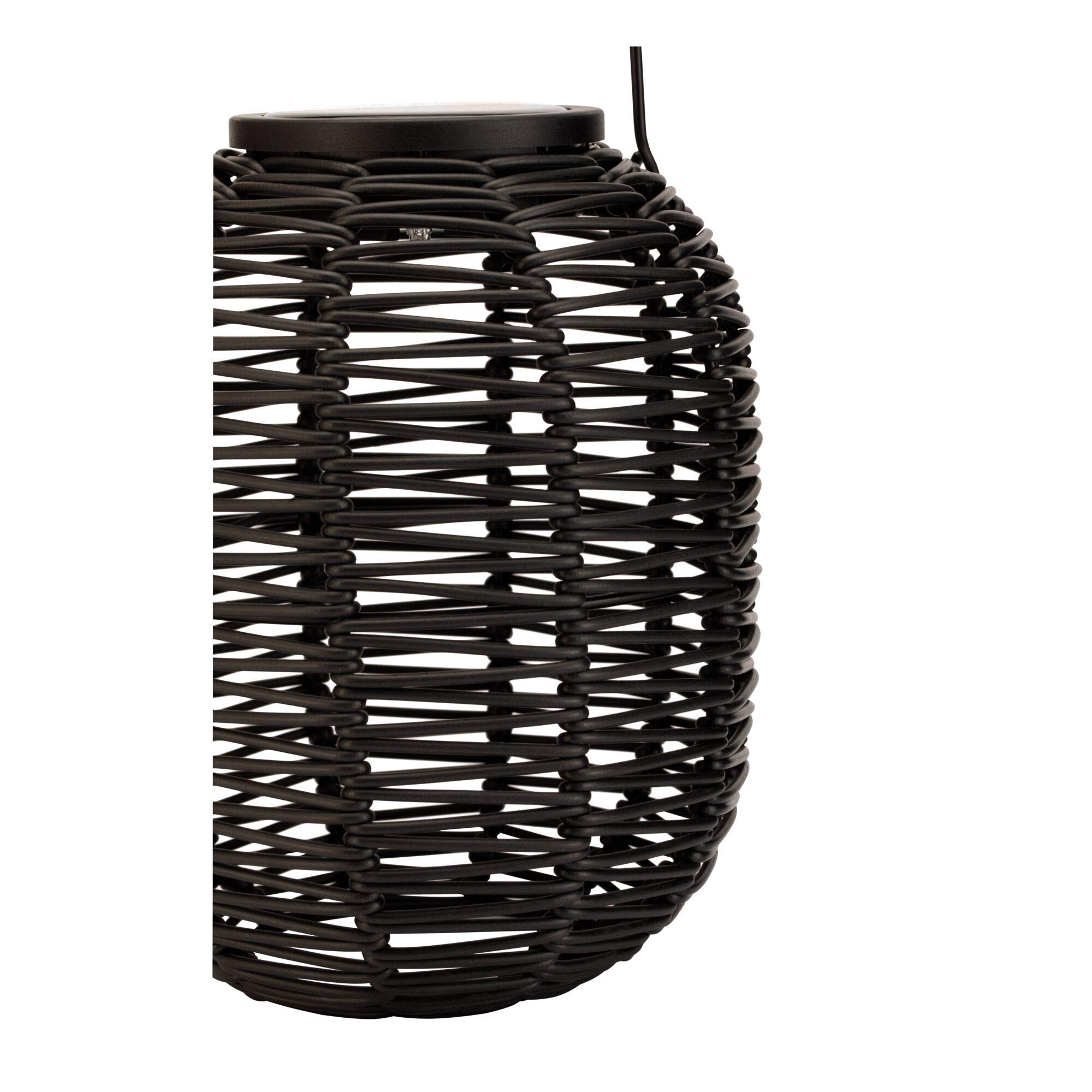 Pauleen Sunshine Treasure 48167 Solar Lantern - Outdoor Solar Powered Rattan Lighting for Garden, Balcony, Patio (3000K Warm White, Black) | Perfect for Backyard Decor, Pathway Illumination & Evening Ambiance
