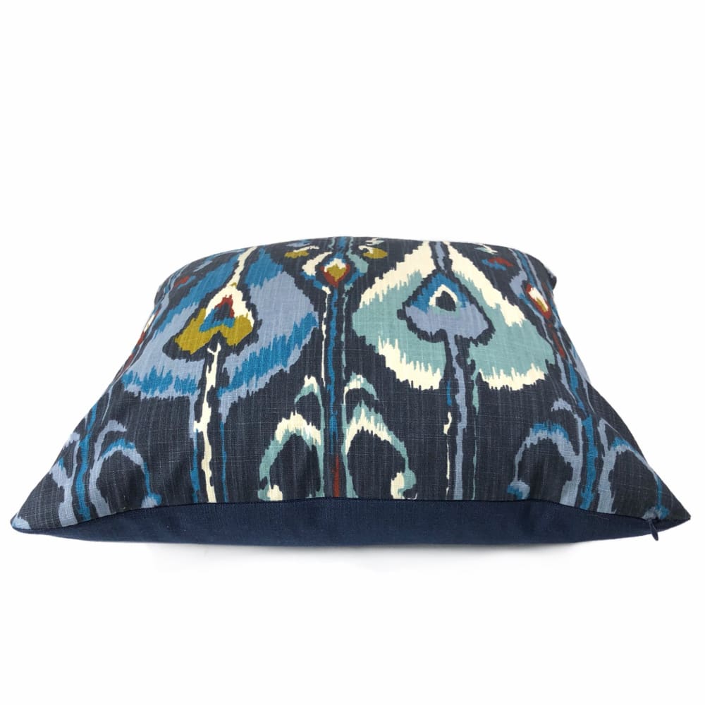 Robert Allen Navy Blue Ikat Bands Decorative Throw Pillow Cover - 18x18 Inch Square Cotton Cushion Cover for Sofa, Bed & Home Decor - Boho Chic Accent Pillow Case for Living Room, Bedroom & Dorm
