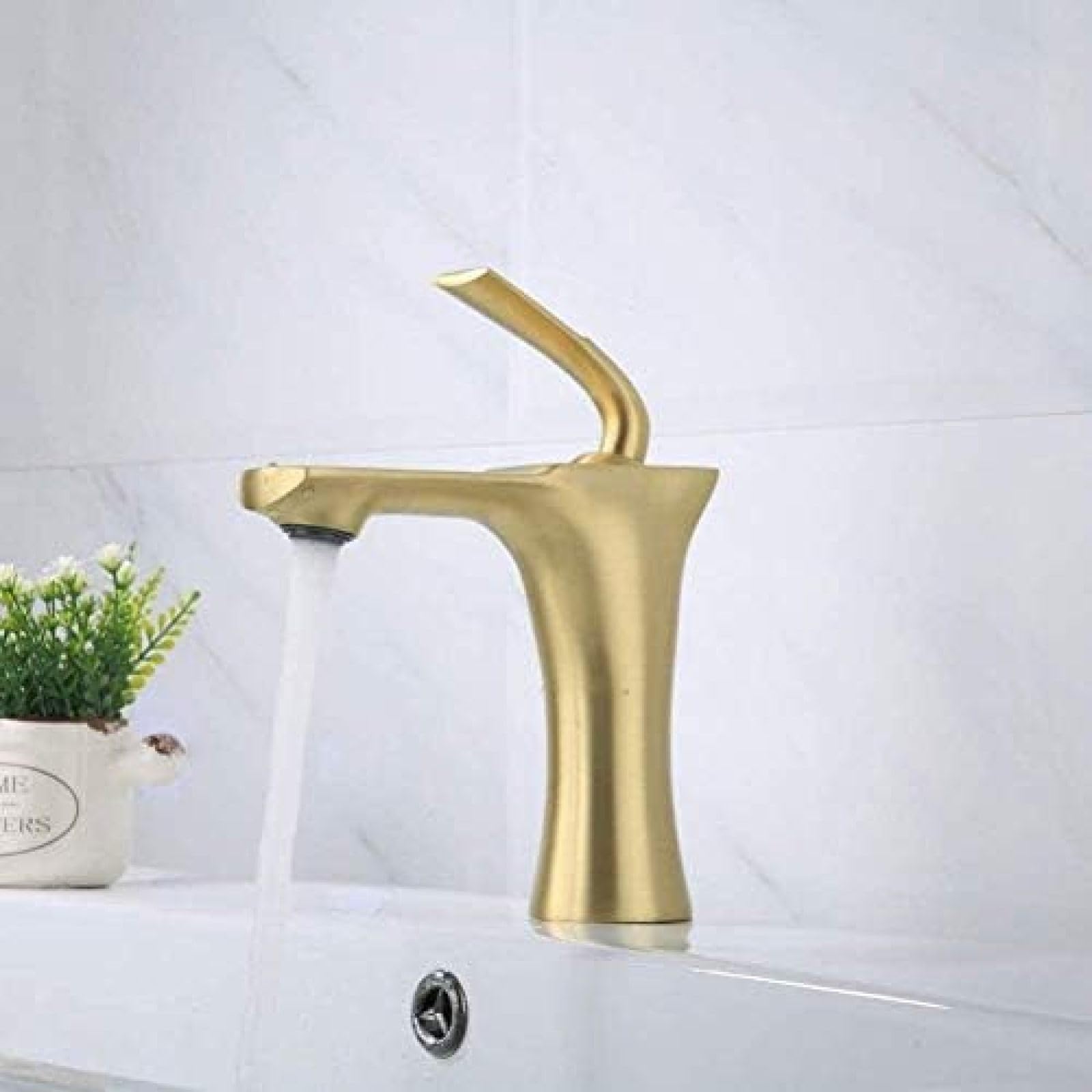 CRJUS Premium Brushed Gold Kitchen Faucet - Nordic Style Deck Mount Sink Mixer Tap with Cold Water Control | Perfect for Modern Farmhouse, Luxury Apartments & Restaurant Kitchens