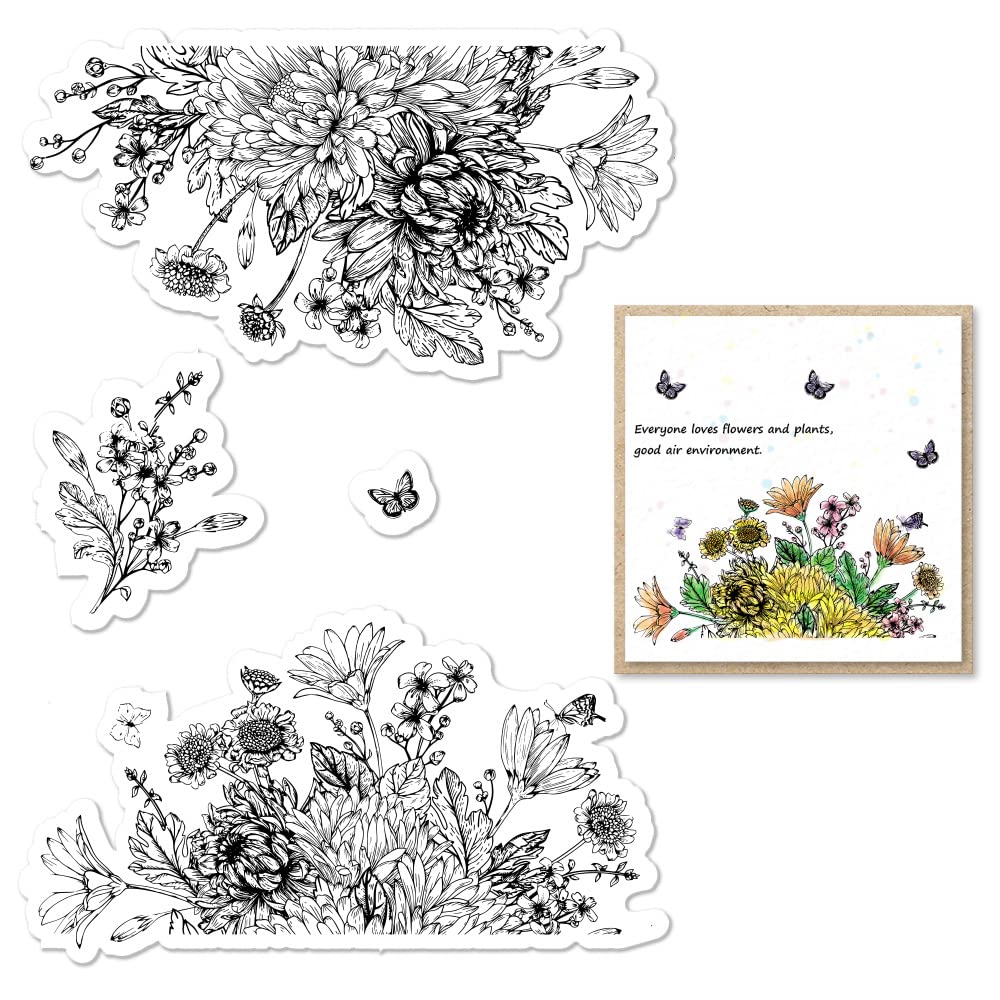 Sunflower Clear Rubber Stamps for Card Making & Scrapbooking - DIY Spring Flower Background Stamps for Bullet Journal, Handmade Crafts & Notebook Decoration - Perfect for Wedding Invitations, Greeting Cards, and Art Journaling