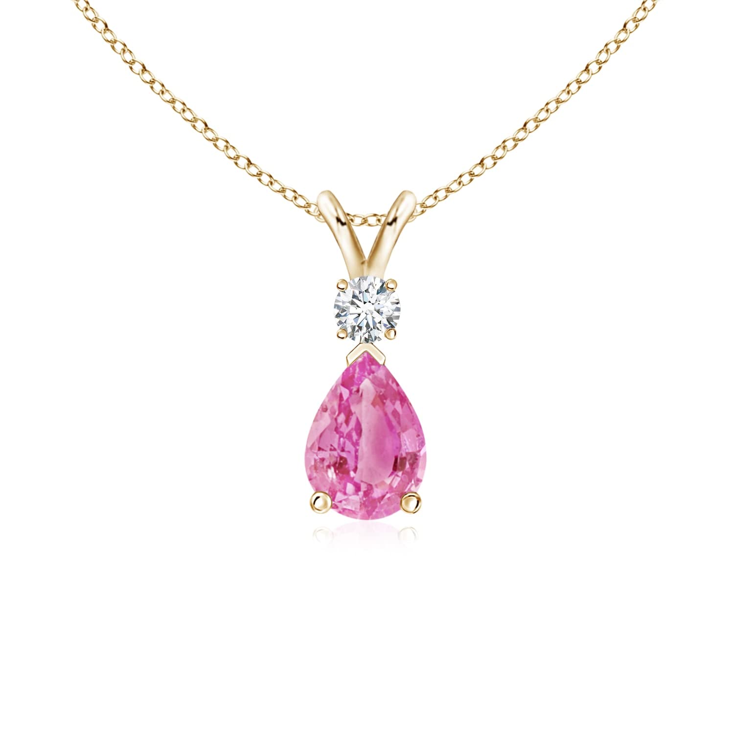 Angara 0.75 Carat AA Pink Sapphire & Diamond Teardrop Pendant Necklace | Elegant Jewelry Gift for Women | Perfect for Weddings, Anniversaries & Special Occasions