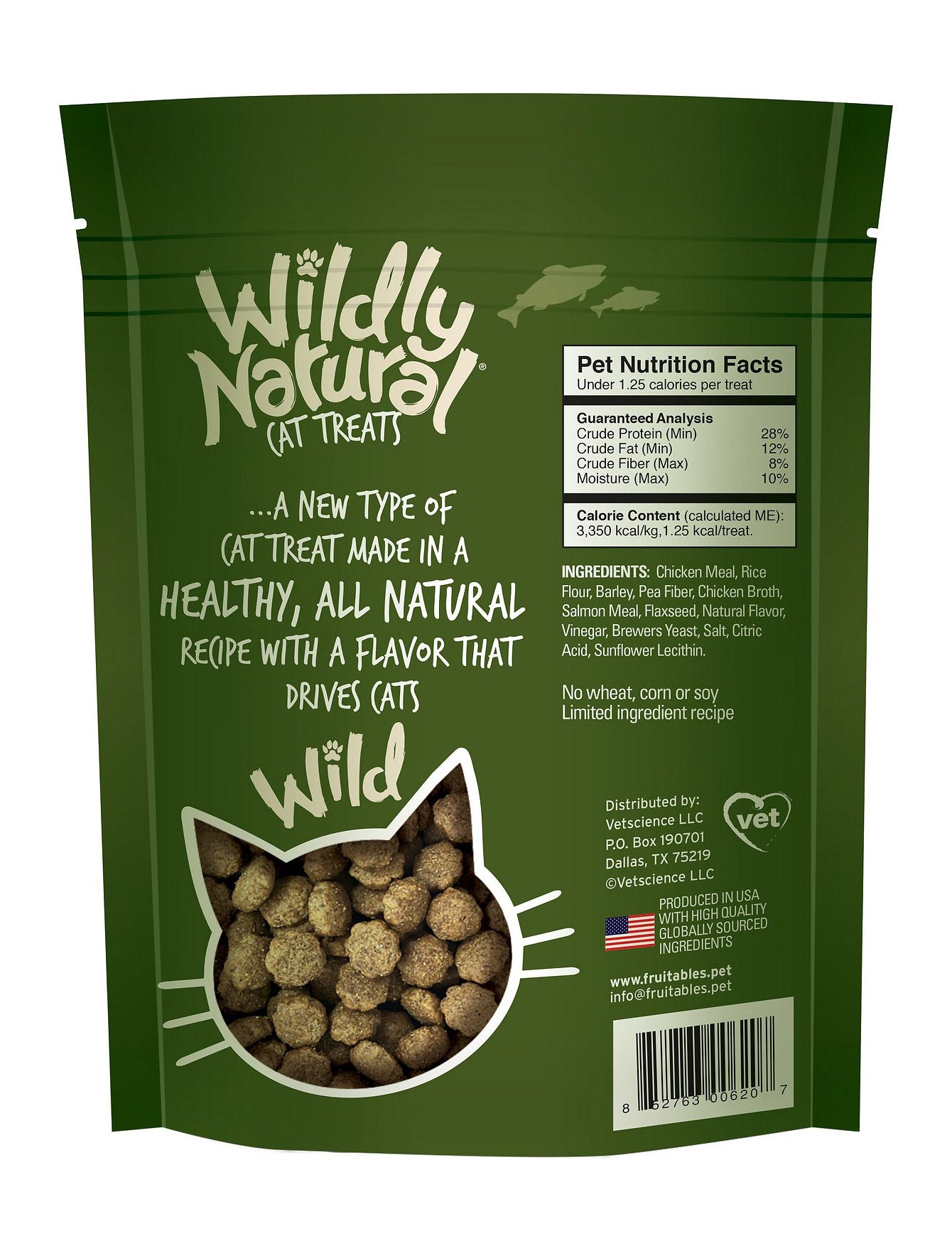Fruitables Wildly Natural Salmon Cat Treats 2.5oz - Grain-Free, Healthy Snacks for Cats - Perfect for Training, Rewards & Bonding with Your Feline Friend