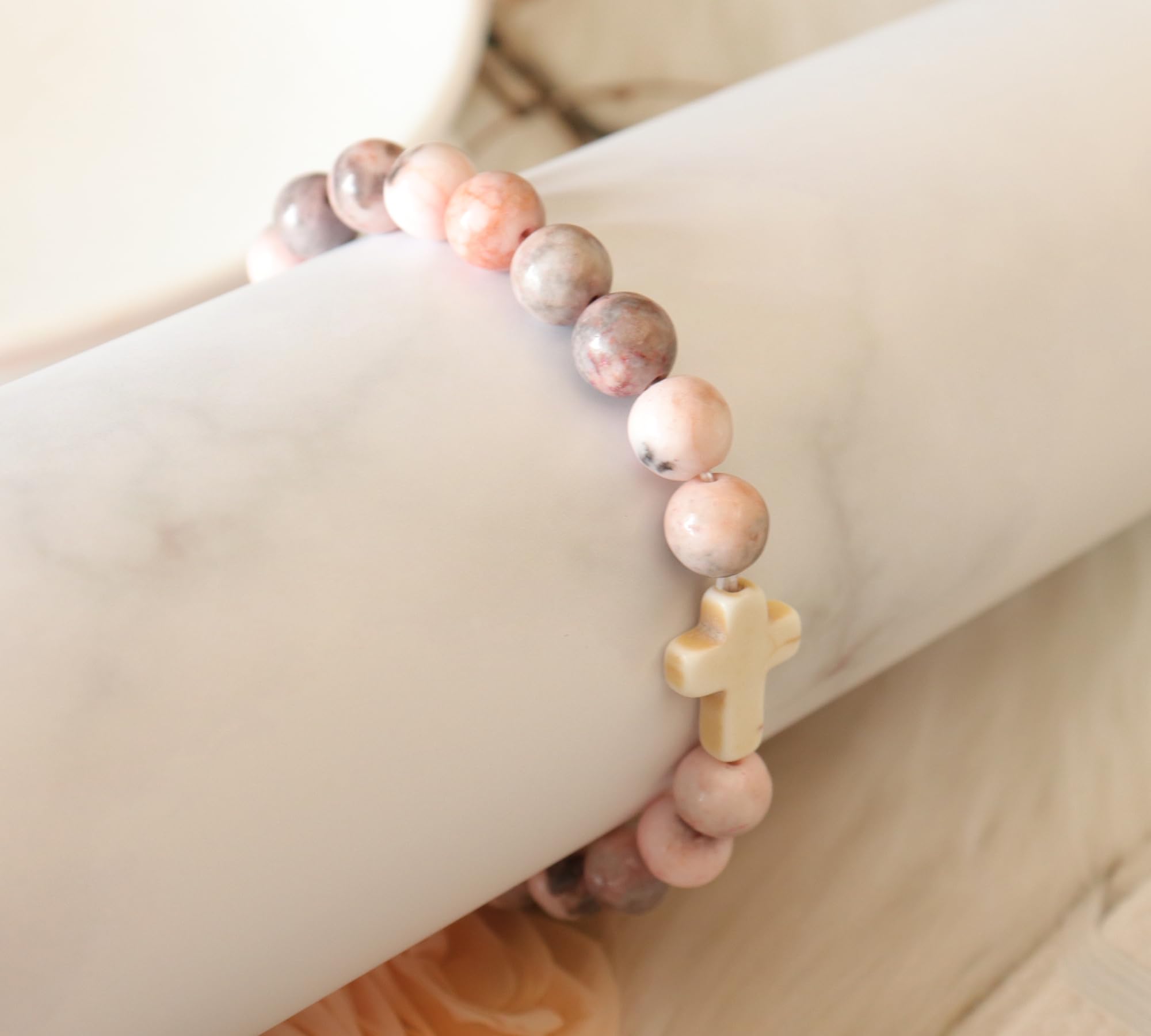 Christian Cross Beaded Bracelet for Women - Religious Jewelry Gift for Daughter, Mom, Grandma, Niece, Godmother - Perfect for Baptism, Birthday, Retirement, Prayer & Daily Inspiration