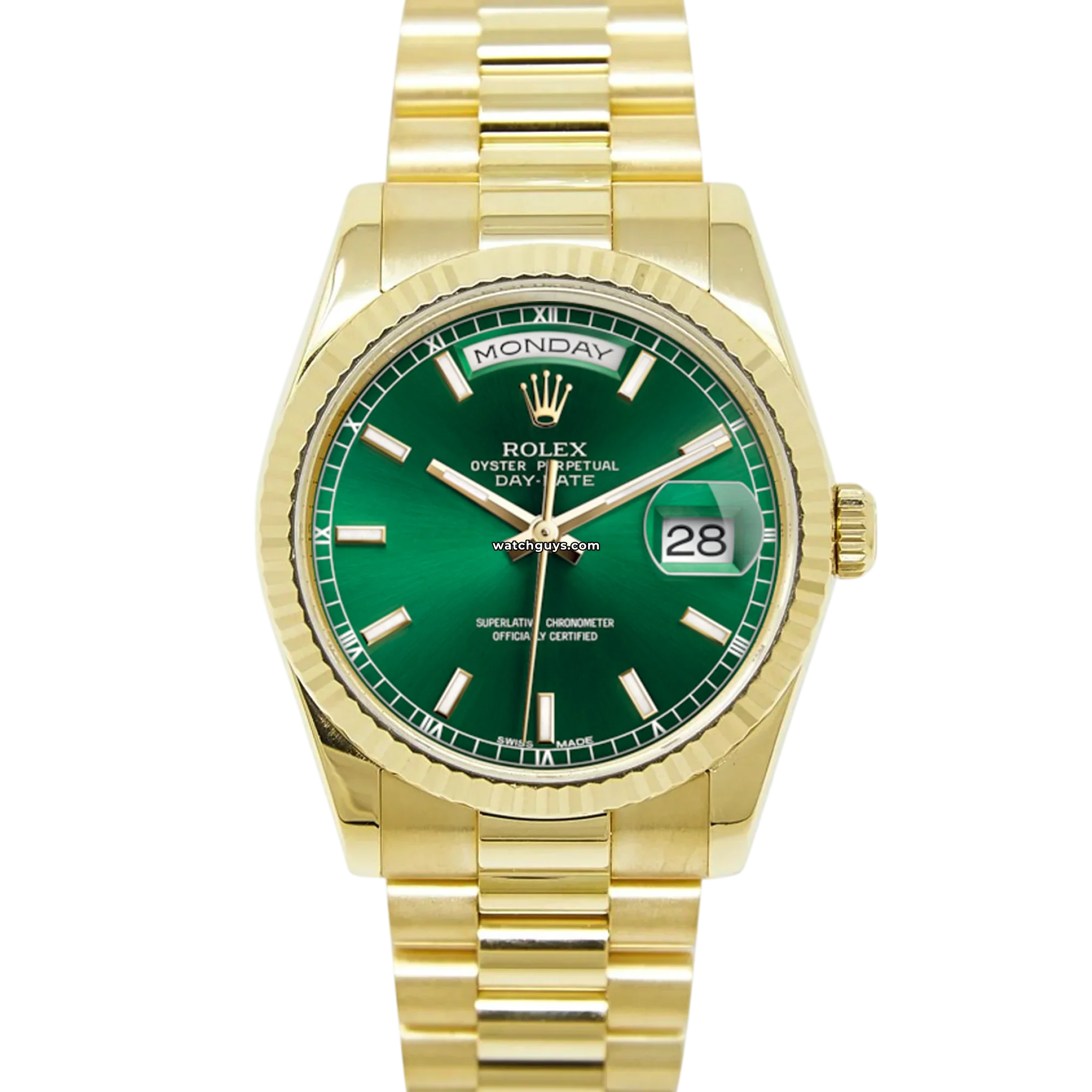 Luxury Rolex Day-Date 118238 President Watch with Green Dial - Perfect for Business Meetings & Formal Events