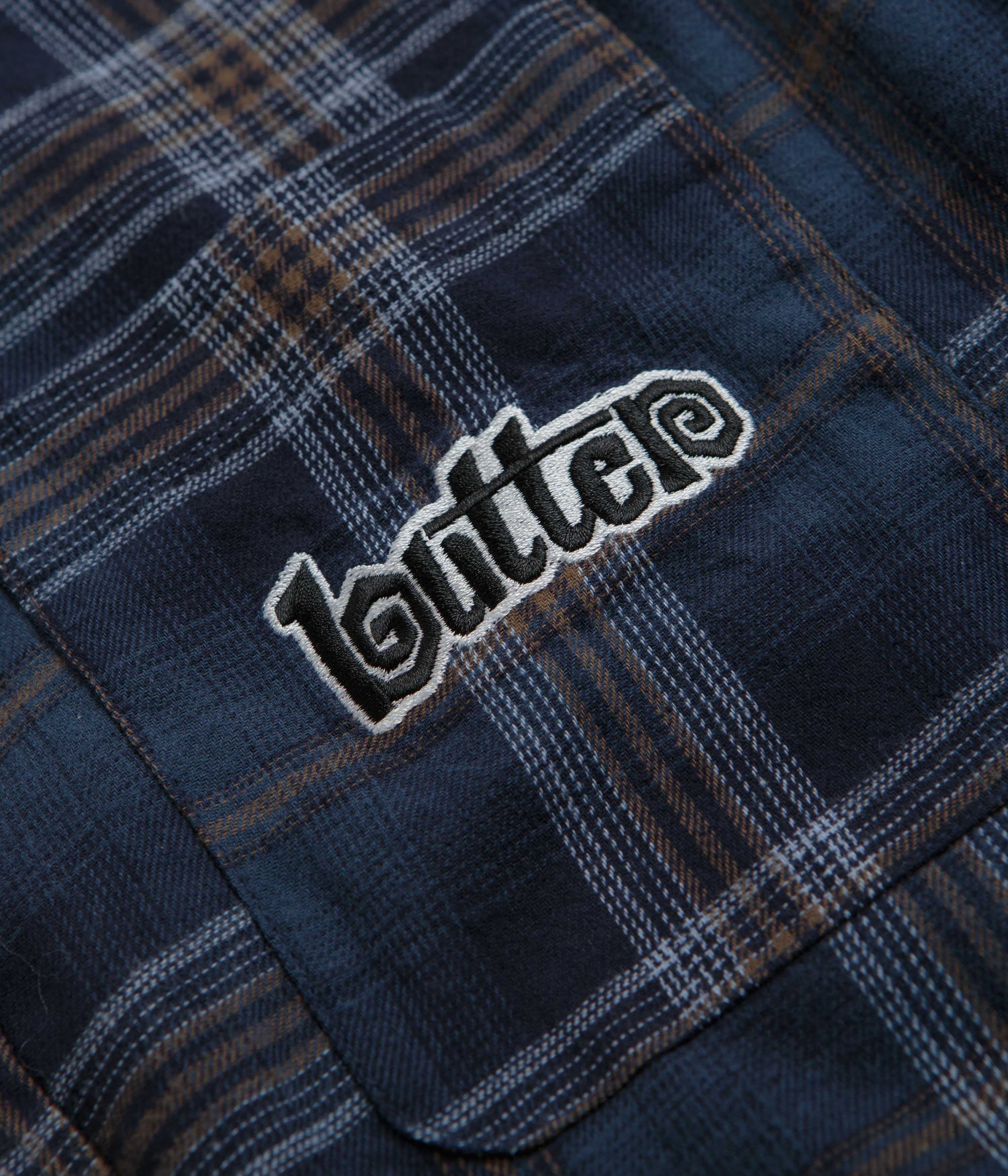 Butter Goods Swirl Plaid Button-Up Shirt for Men - Navy & White Checkered Flannel - Casual Wear & Layering for Fall & Winter