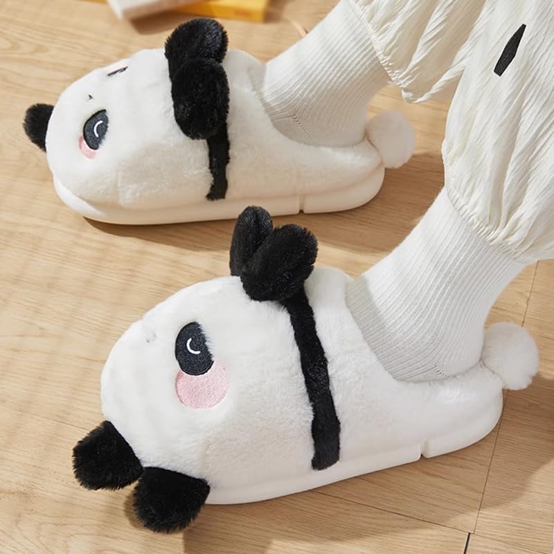 GAGALU Cute Panda Wrapped Toe Slippers - Warm Plush Indoor Outdoor Cotton House Shoes for Women & Men - Perfect for Home, Office, and Travel Comfort