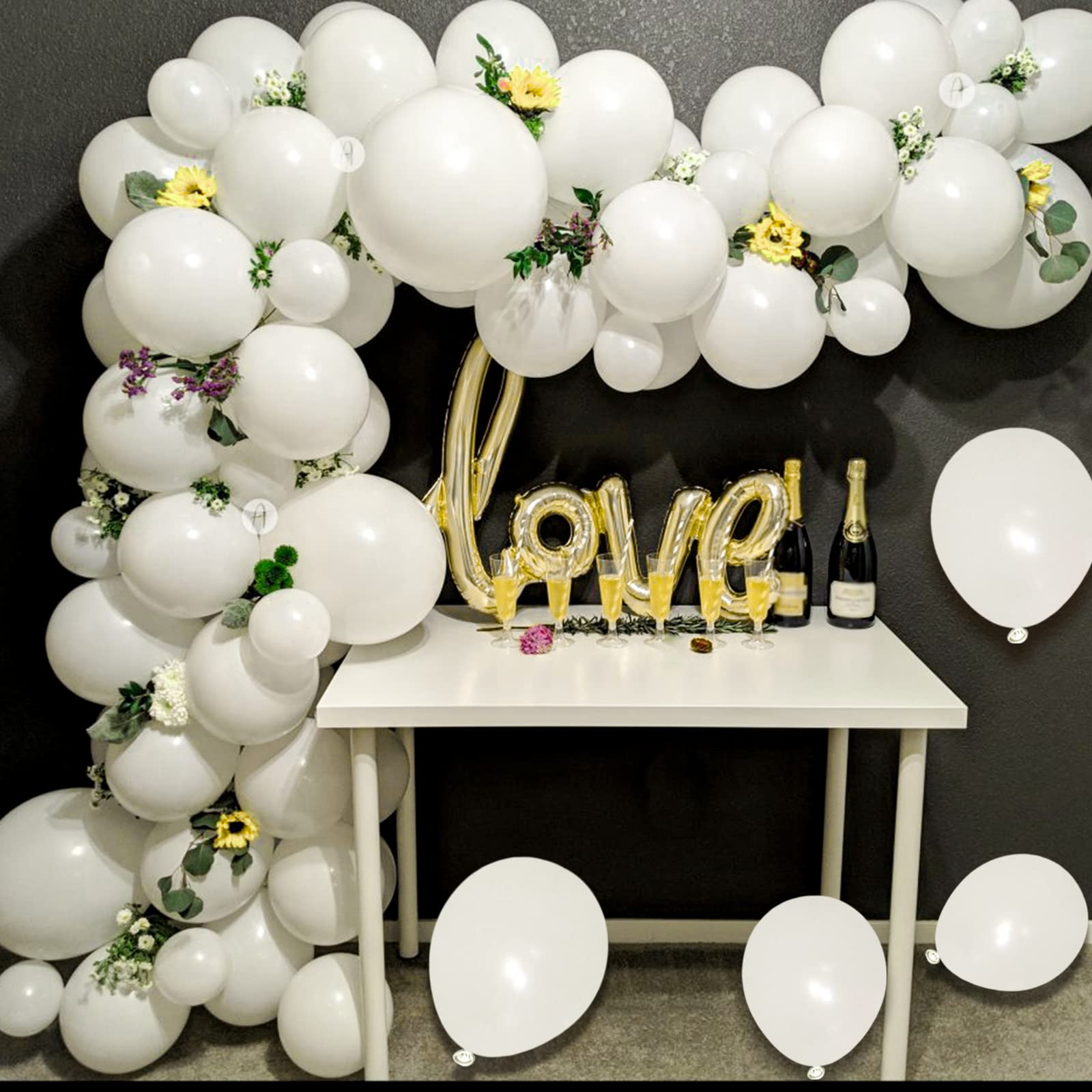 200pcs 5 Inch Matte White Latex Balloons with 2 Ribbon Rolls - Small Party Balloons for Birthday, Wedding, Baby Shower, Bridal, Anniversary & Festival Decorations - Perfect for Arch, Garland & Ceiling Decor