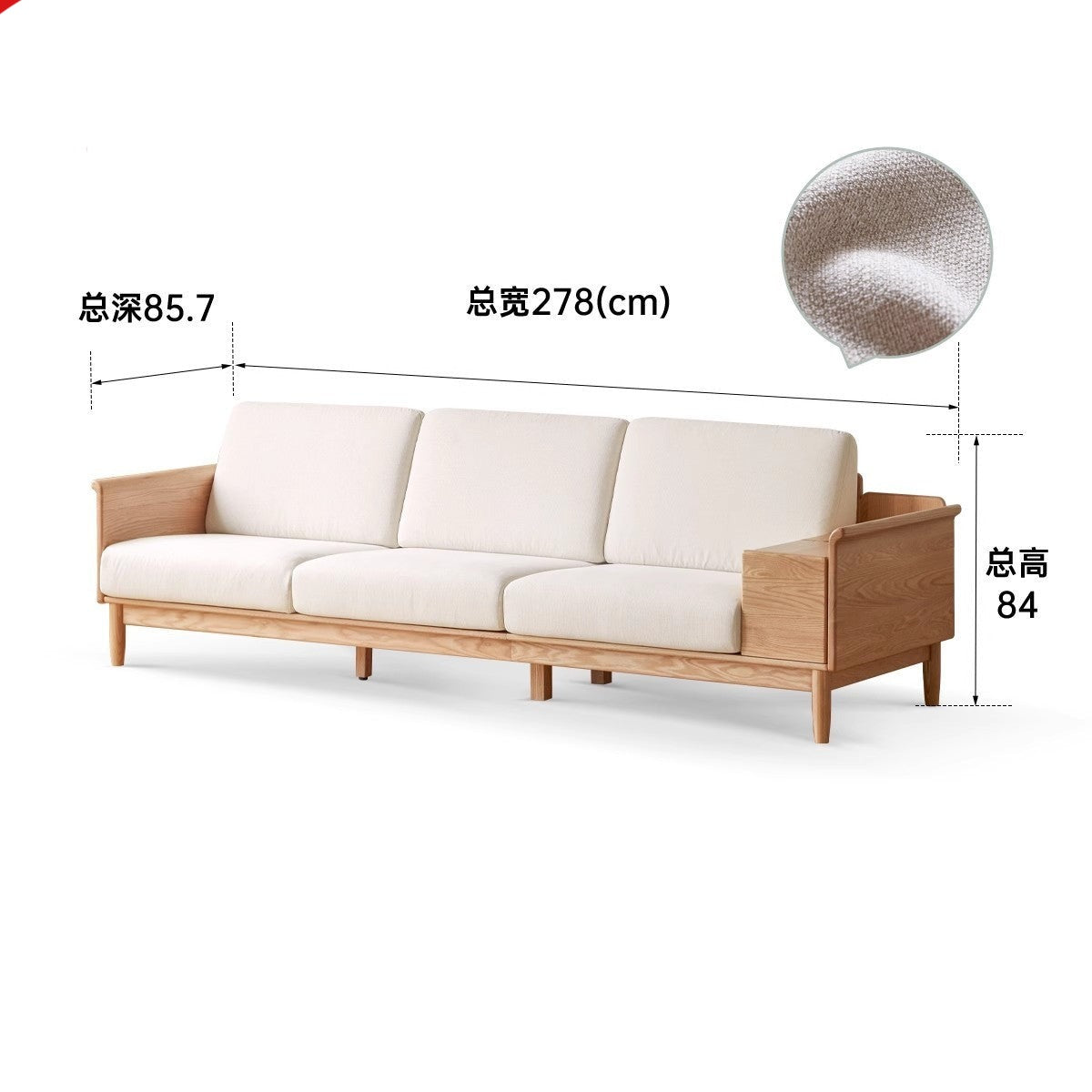 Oak Solid Wood Space-Saving Storage Sofa - Functional Multi-Purpose Sofa Bed with Hidden Storage for Small Apartments, Living Rooms & Guest Rooms
