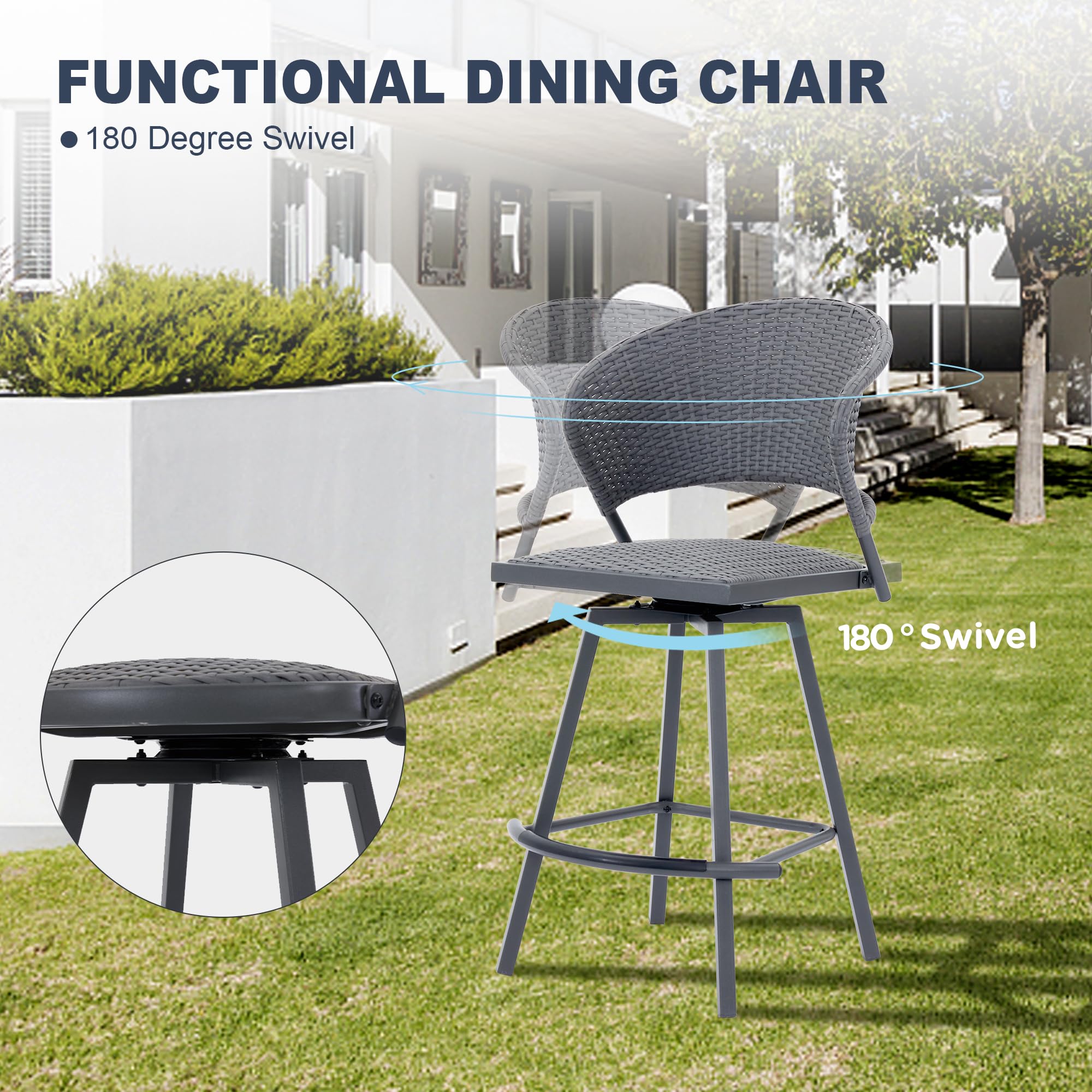 VICLLAX 3-Piece Outdoor Bar Set with 37