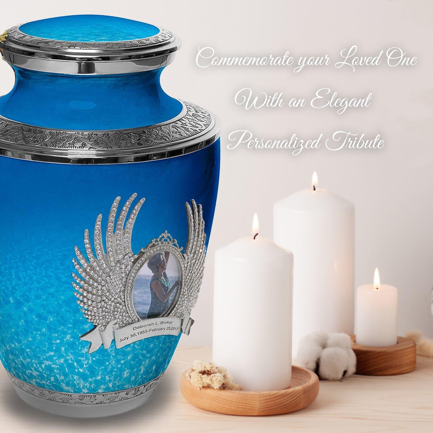 Extra Large Ocean Tranquility Cremation Urn for Adult Male Ashes - Personalized Handcrafted Decorative Urn for Human Ashes - Perfect for Memorial Services, Home Display & Honoring Loved Ones