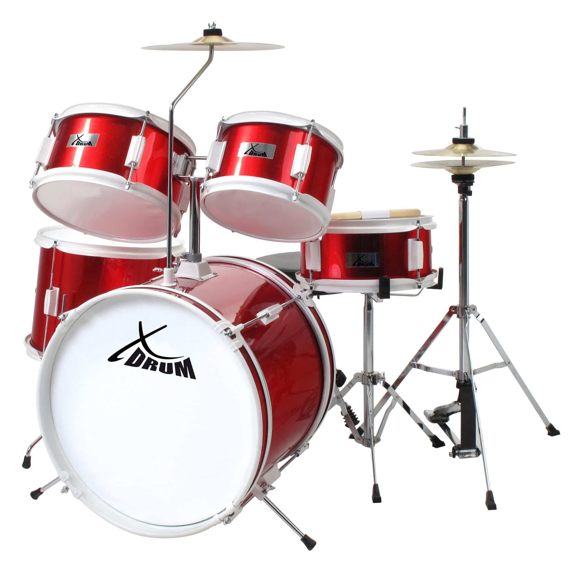 Junior Kids Drum Set - 3-Piece Red Drum Kit for Toddlers & Beginners | Perfect for Home Play, Music Learning & Birthday Gifts