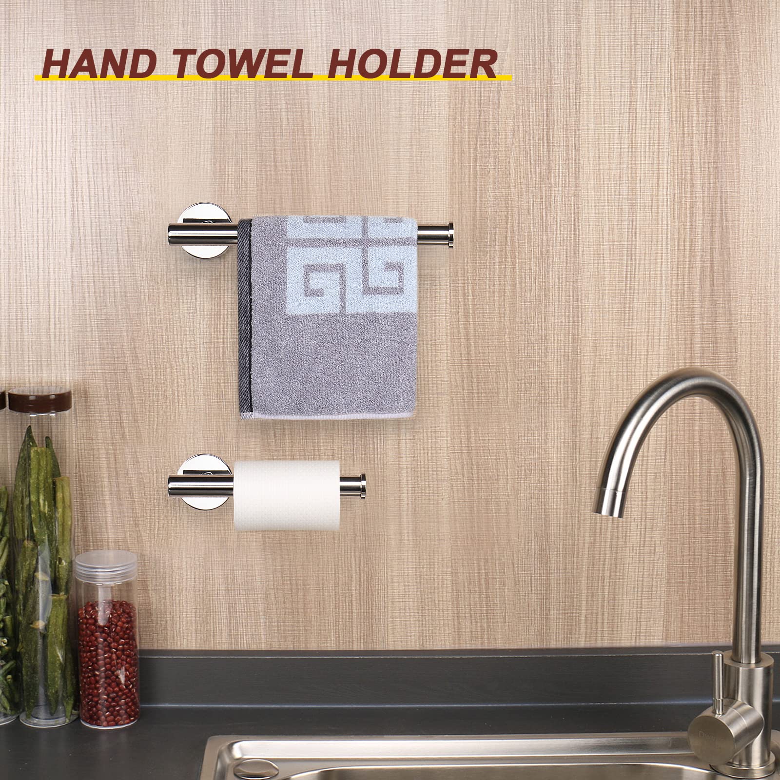 Premium 304 Stainless Steel Toilet Paper Holder & Hand Towel Rack Set - 2-Piece Wall Mounted Bathroom Hardware for Kitchen & Bathroom (Chrome Finish) - Perfect for Modern Homes & Luxury Hotels