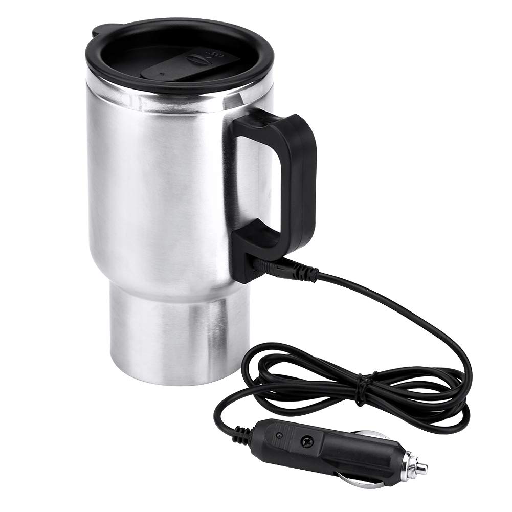 12V Stainless Steel Car Heating Cup - 450ml for Coffee, Tea & Travel