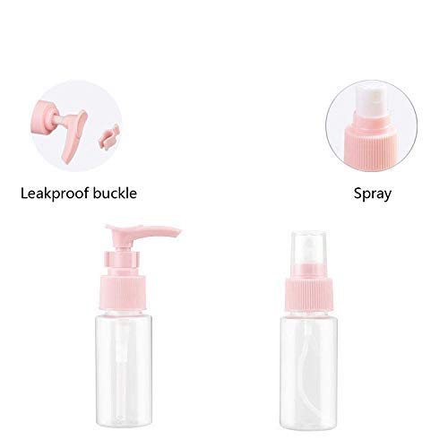 HEBEZON 7-Piece Travel Cosmetic Pouch Set with Refillable Spray Bottles - Perfect for Toiletries, Makeup & Skincare Essentials on the Go