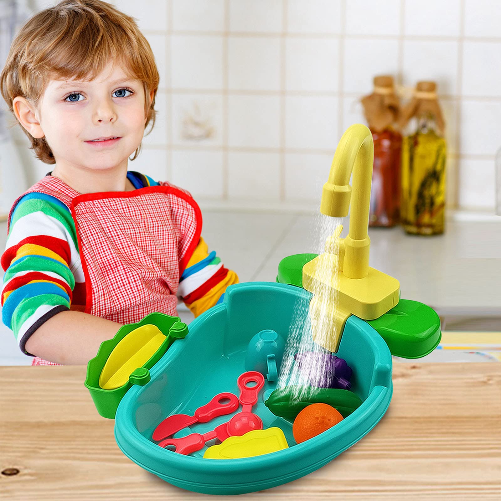 **Electric Dishwasher Play Sink Toy Set for Kids - Fun & Educational Running Water Kitchen Pretend Play with Accessories - Perfect Christmas Gift for Boys & Girls - Ideal for Role Play, Learning & Indoor Activities**