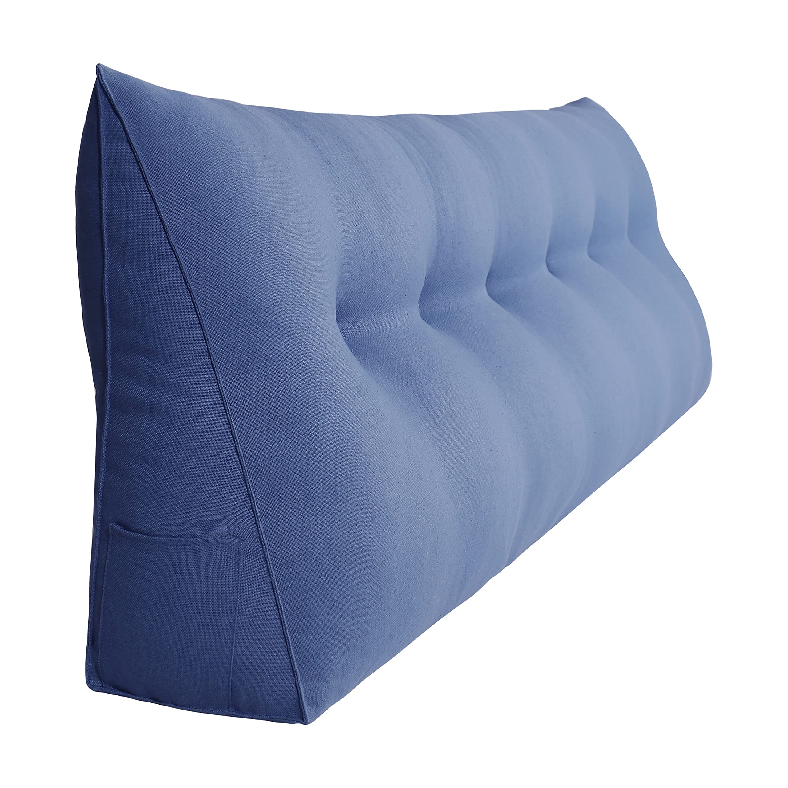 Triangular Headboard Wedge Pillow - 71 Inch Upholstered Linen Blue Back Support Cushion for Daybeds, Reading & Lumbar Positioning | Gap Filler & Bed Rest Pillow for Comfortable Sitting & Relaxing in Bed