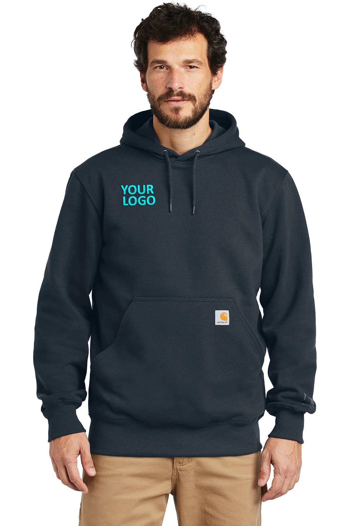 Carhartt Rain Defender Paxton Customized Hoodies for Men - Waterproof & Windproof Fleece-Lined Pullover - New Navy Blue - Perfect for Outdoor Work, Hiking & Winter Activities