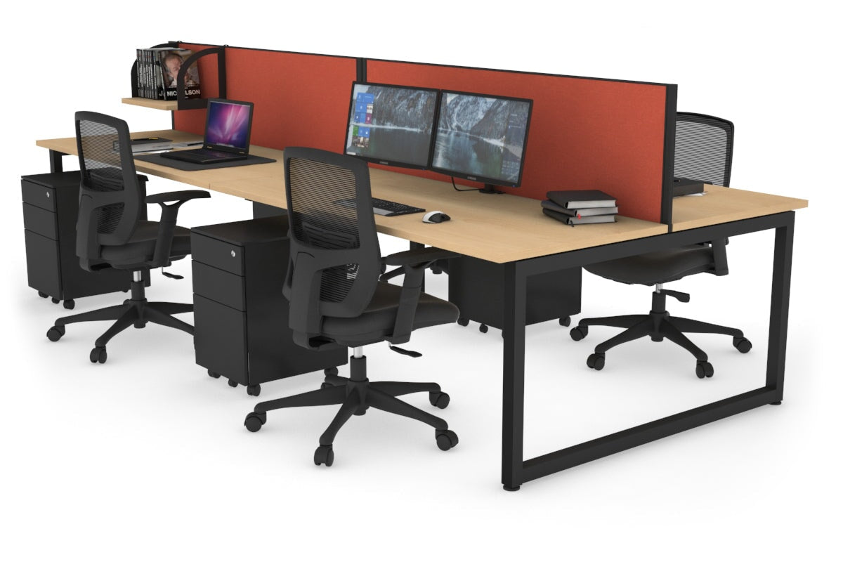 Quadro Loop Legs 4 Person Office Workstation Desk - 1800L x 700W - Modern Collaborative Workspace Solution for Team Projects & Office Meetings