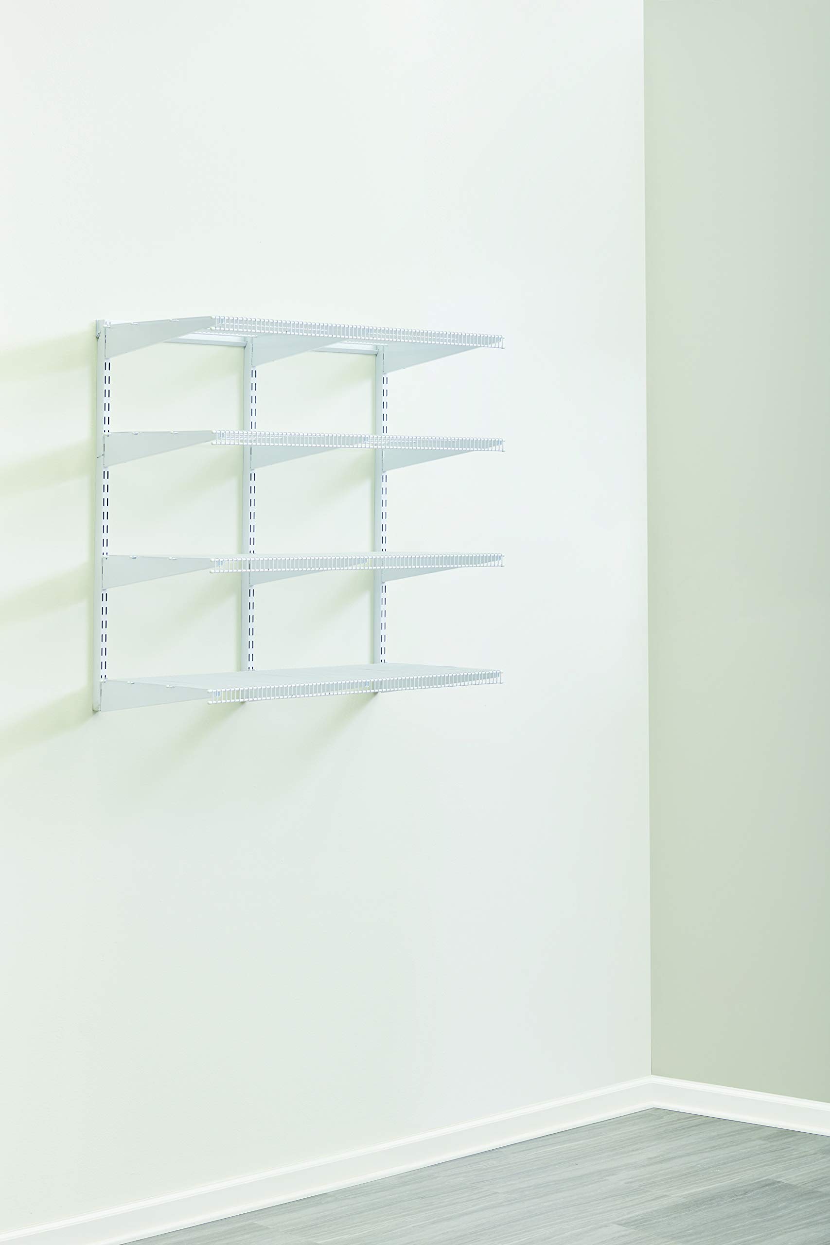Rubbermaid 36-Inch White Wall Mount Pantry Organizer Shelf System - 4-Tier Wire Shelving with Mounting Hardware - Space Saving Storage for Kitchen, Closet, Garage & Home Organization
