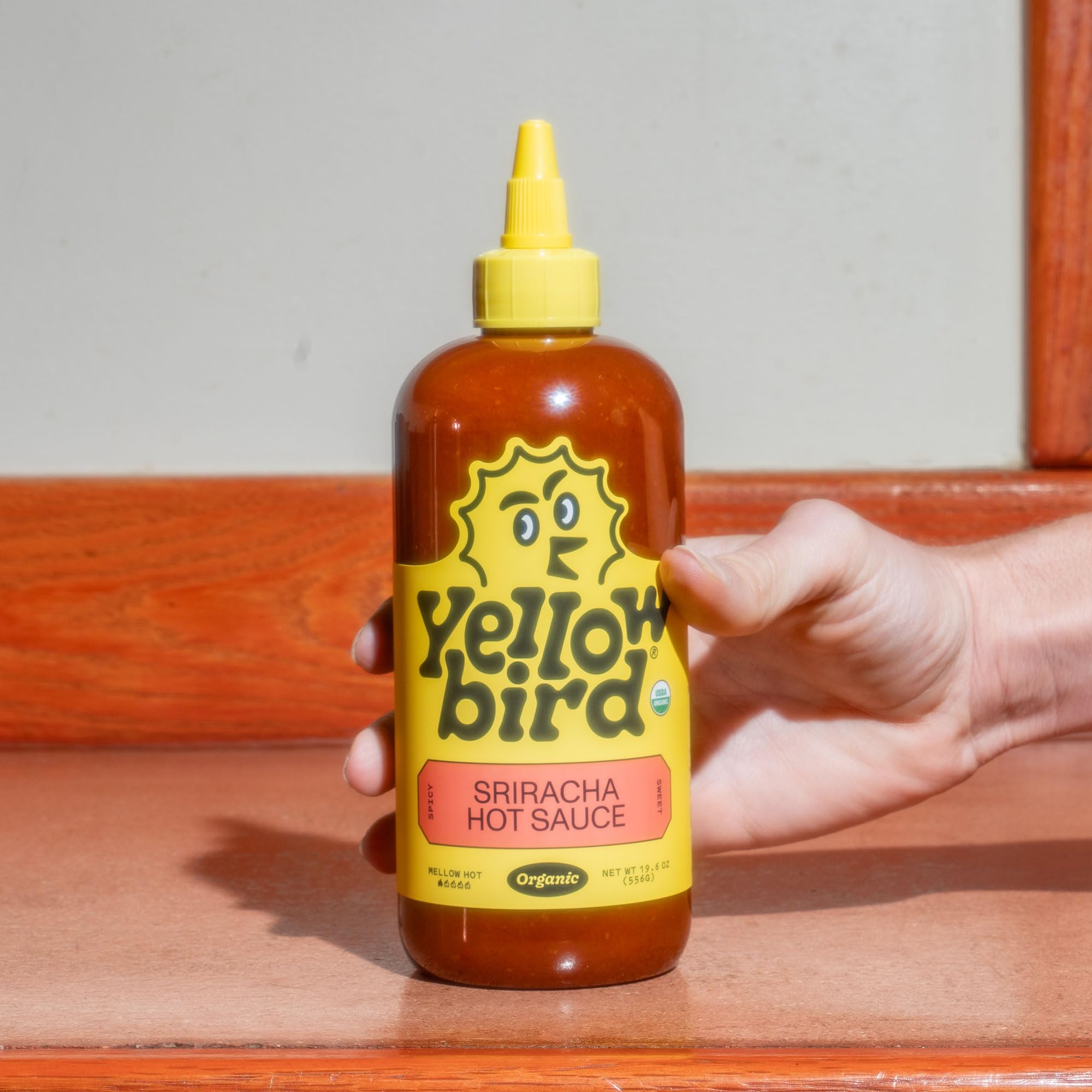 Yellowbird Organic Sriracha Hot Sauce 19.6 oz - Garlic, Date & Lime Blend | Mellow Heat | Tabletop Size | Vegan & Gluten-Free | Perfect for Tacos, Burgers & Wings | Made in Texas USA