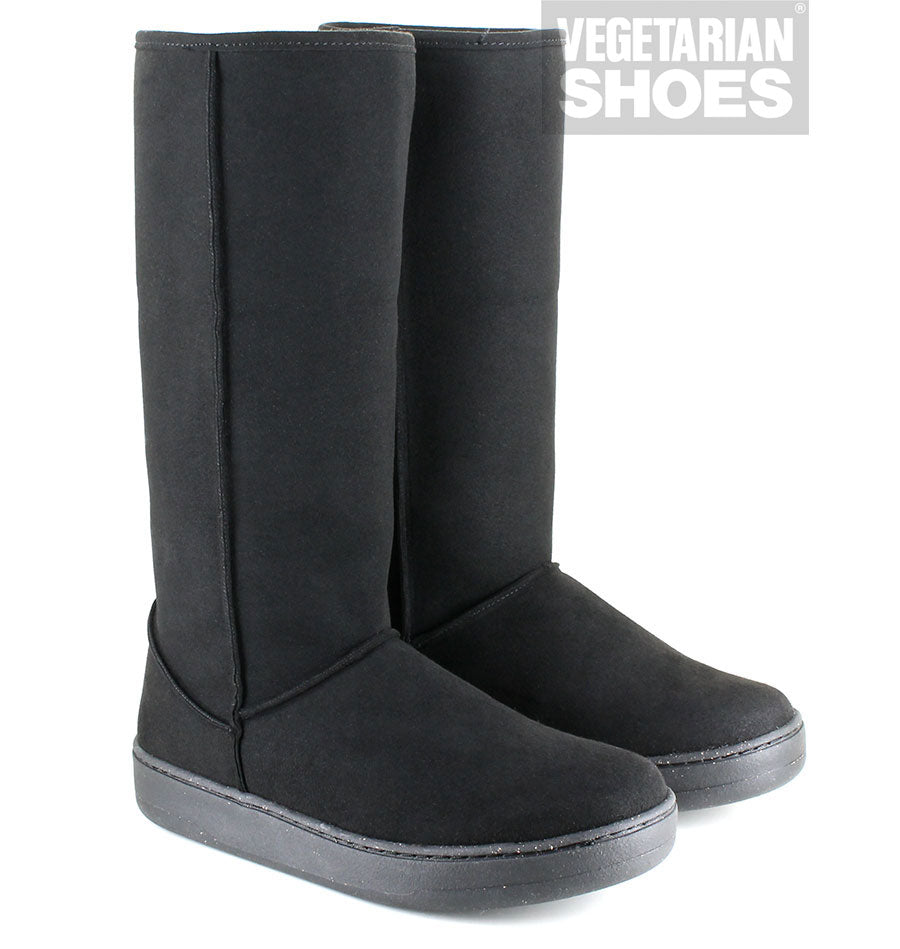 Vegan Leather Black Snug Boots - Comfortable & Stylish for Women & Men - Perfect for Winter, Hiking & Casual Wear