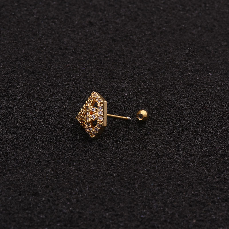 20G Diamond Upper Lobe Conch Piercing - 14K Gold Plated Surgical Steel Earring for Women | HSPJ1953 | Perfect for Everyday Wear, Parties & Special Occasions
