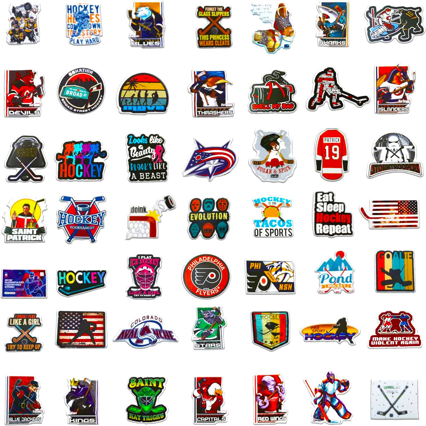 Hockey Stickers for Kids & Adults - 100pcs Waterproof Vinyl Sports Stickers Set - Reusable Decals for Helmets, Laptops, Luggage, Water Bottles & Scrapbooks - Perfect for Hockey Fans, Players & Team Spirit (GlibertVillageGoods) - Great for Game Days, School Supplies & Sports Gear Customization