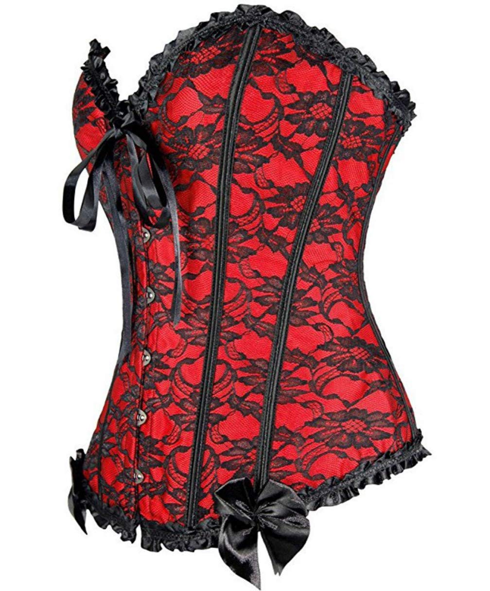 Sexy Red Floral Lace Corset Bustier Top for Women - Bridal Lingerie & Boudoir Wear - Perfect for Valentine's Day, Honeymoon, and Romantic Nights
