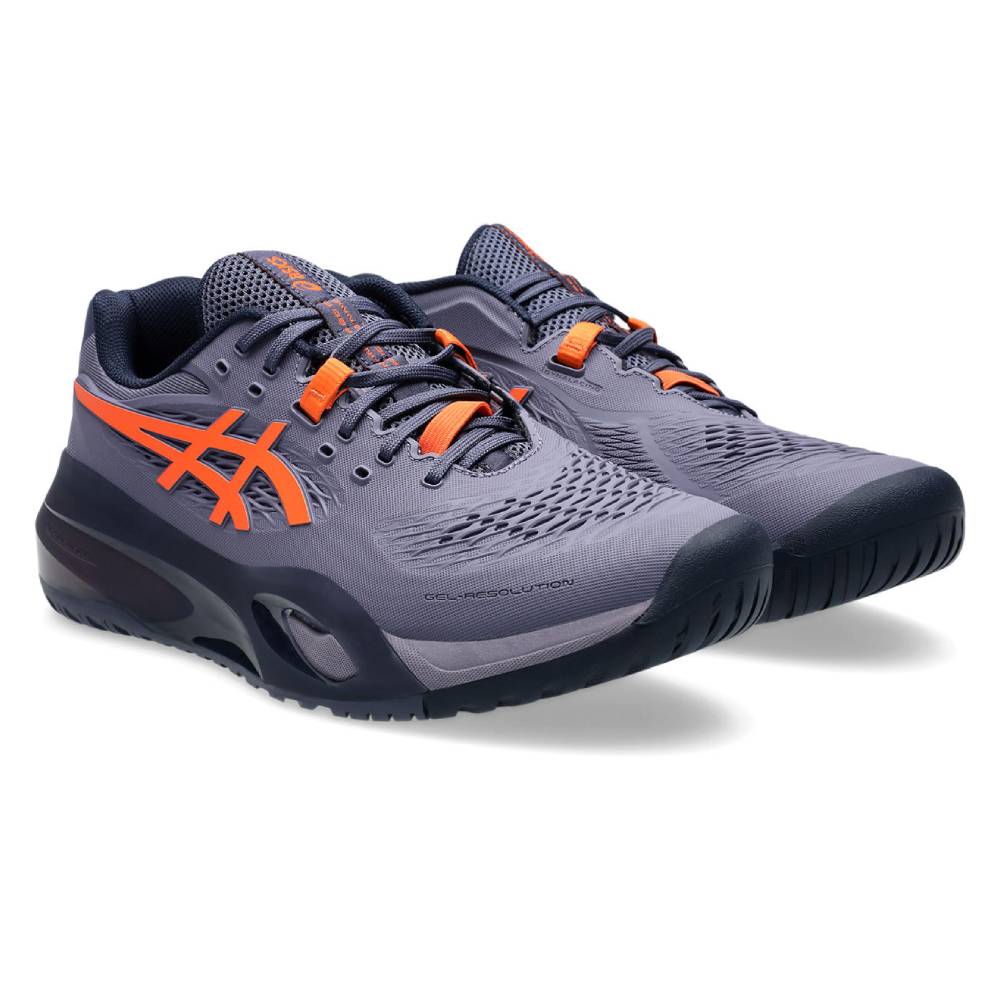 ASICS Gel Resolution X Wide Men's Tennis Shoes - Grey Purple/Nova Orange - High-Performance Court Shoes for Competitive Play & Training