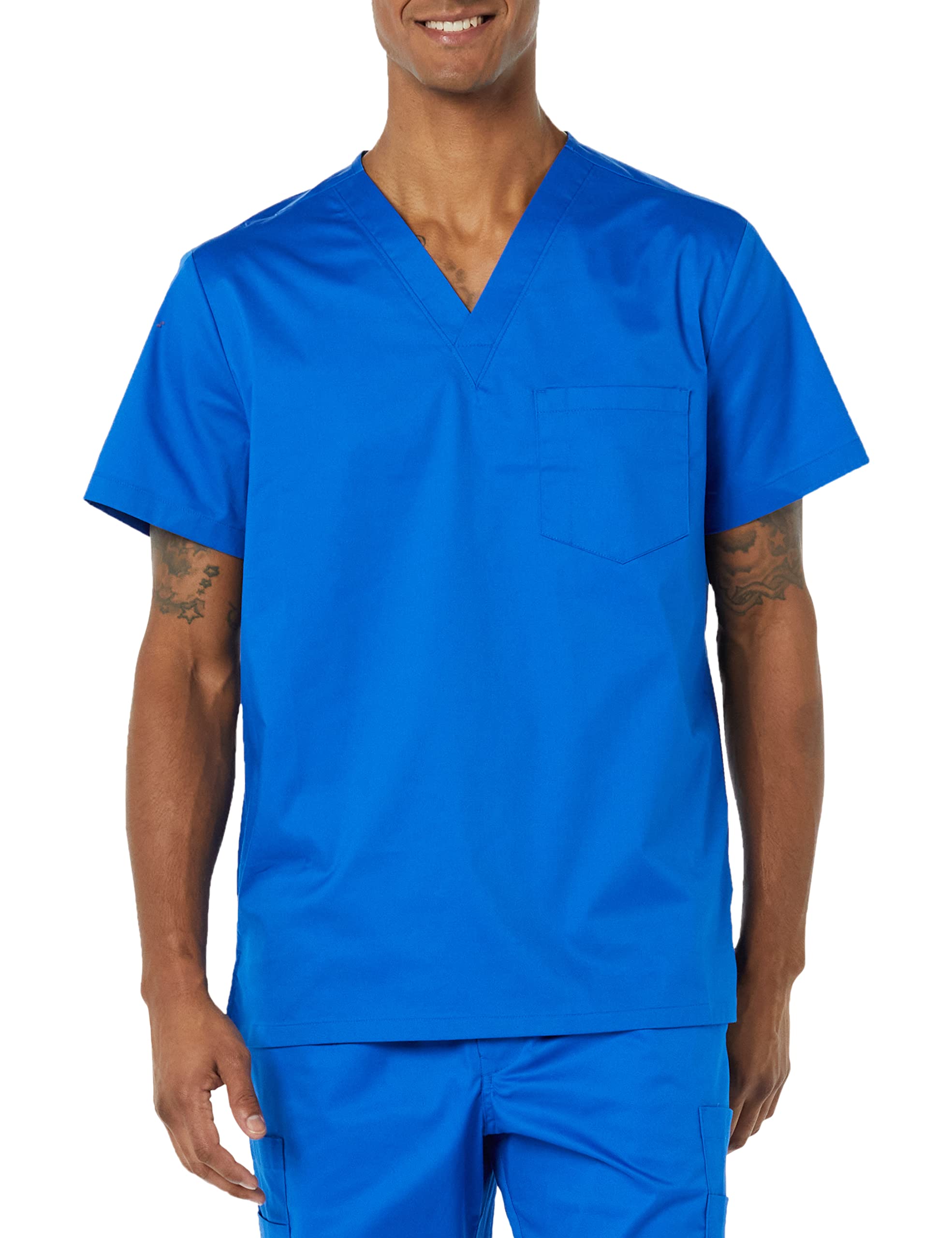 Amazon Essentials Men's V-Neck Scrub Top with Pockets - Comfortable Medical Uniform for Doctors & Nurses - Perfect for Hospital, Clinic & Healthcare Work