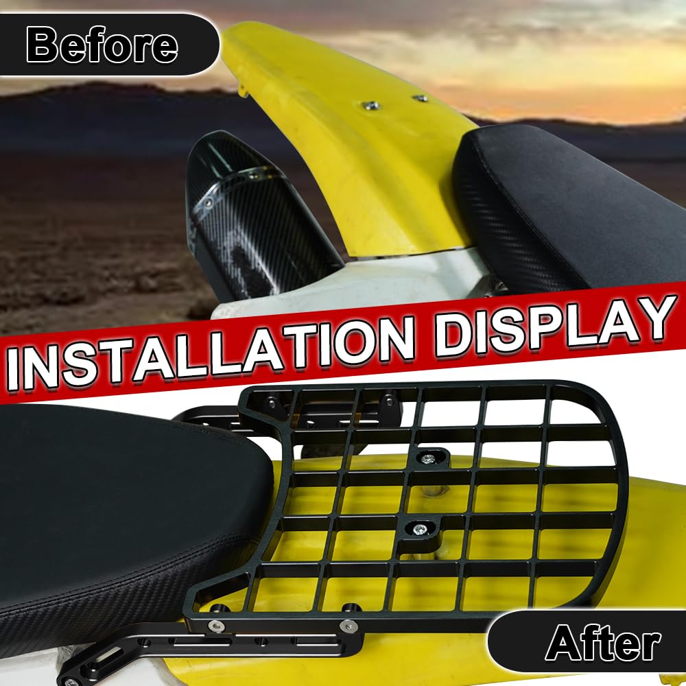 Xitomer Universal Black Motorcycle Luggage Rack - Fits DRZ400 S/SM/E Models (2000-2024) | Heavy Duty Cargo Carrier & Rear Top Rack for Adventure Touring & Daily Commuting