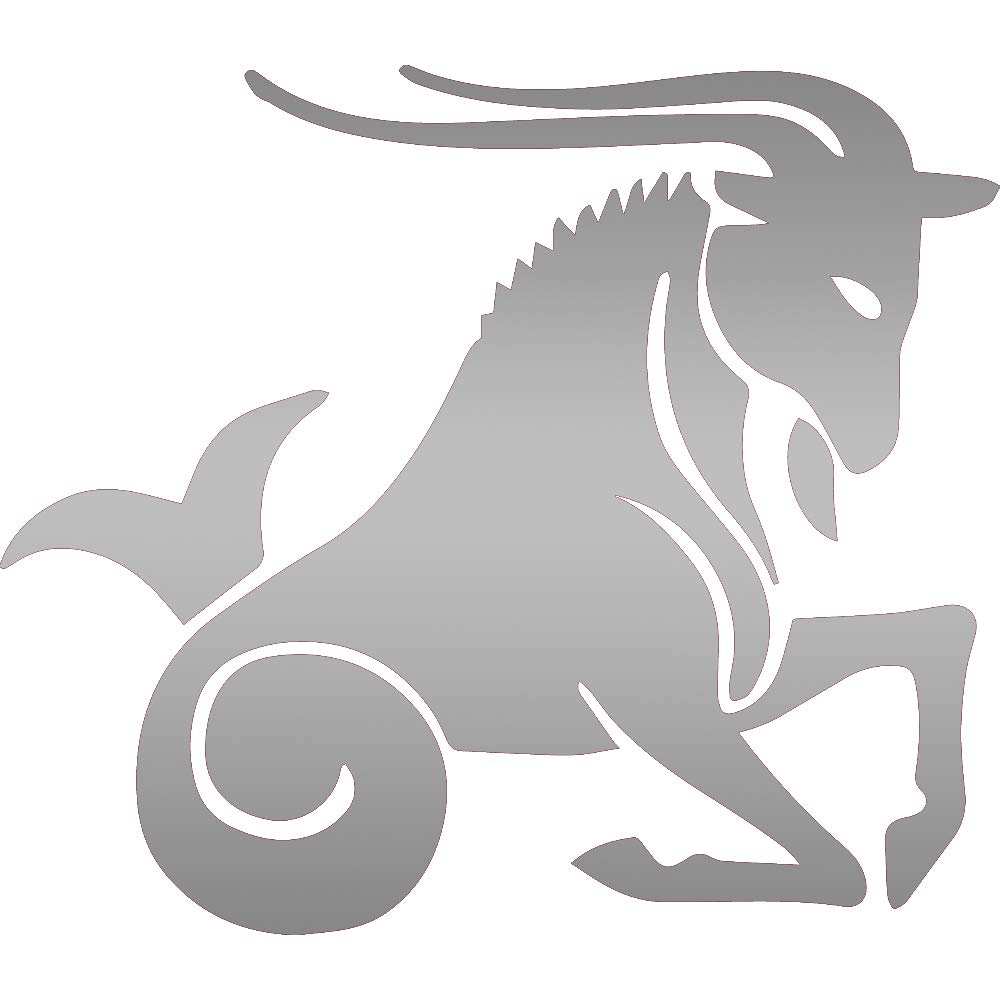 Premium Waterproof Vinyl Decal Stickers (Set of 2) - Capricorn Zodiac Sign in Metallic Silver - Perfect for Laptop, Phone, Helmet, Car Window, Bumper, Mug, Cup, Door & Wall Decoration - Durable & Weatherproof for Indoor & Outdoor Use