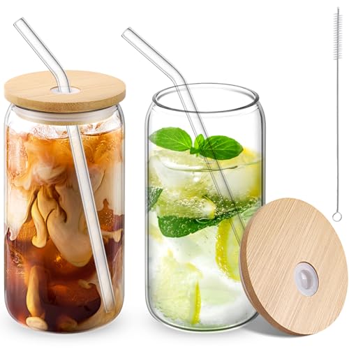 2 Glasses + 2 Straws + 2 Lids