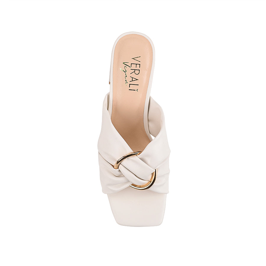 Stamos Block Heel Mules for Women - Comfortable Slip-On Shoes in Chalk White | Perfect for Office, Date Night & Casual Outfits
