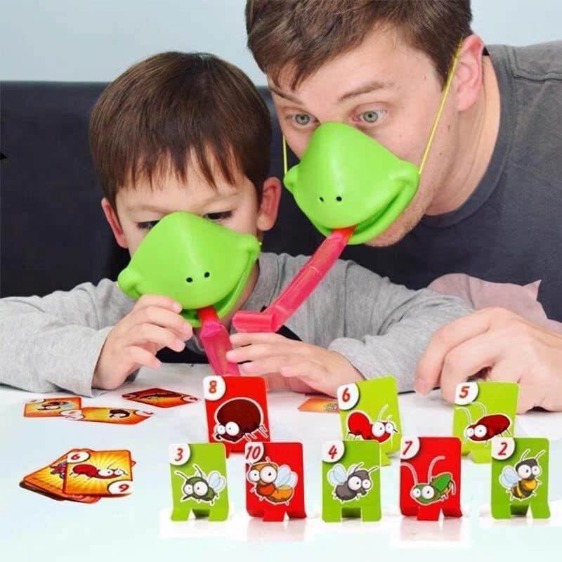 Frog Tongue Game with Blowing Air - Fun Chameleon & Lizard Tongue Party Game Set - Includes Frog Mask & Blow Tongue - Exciting Multiplayer Family Game for Kids & Adults - Perfect for Birthday Parties, Family Gatherings & Indoor Playtime