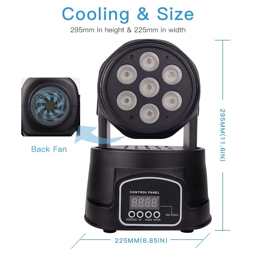 BETOPPER RGBW Moving Head DJ Lights - 7x8W 4 Pack Sound Activated & DMX Lighting for Stage, Party, Live Shows, Bar, Disco - Perfect for Nightclubs, Wedding Receptions & Concert Lighting Effects