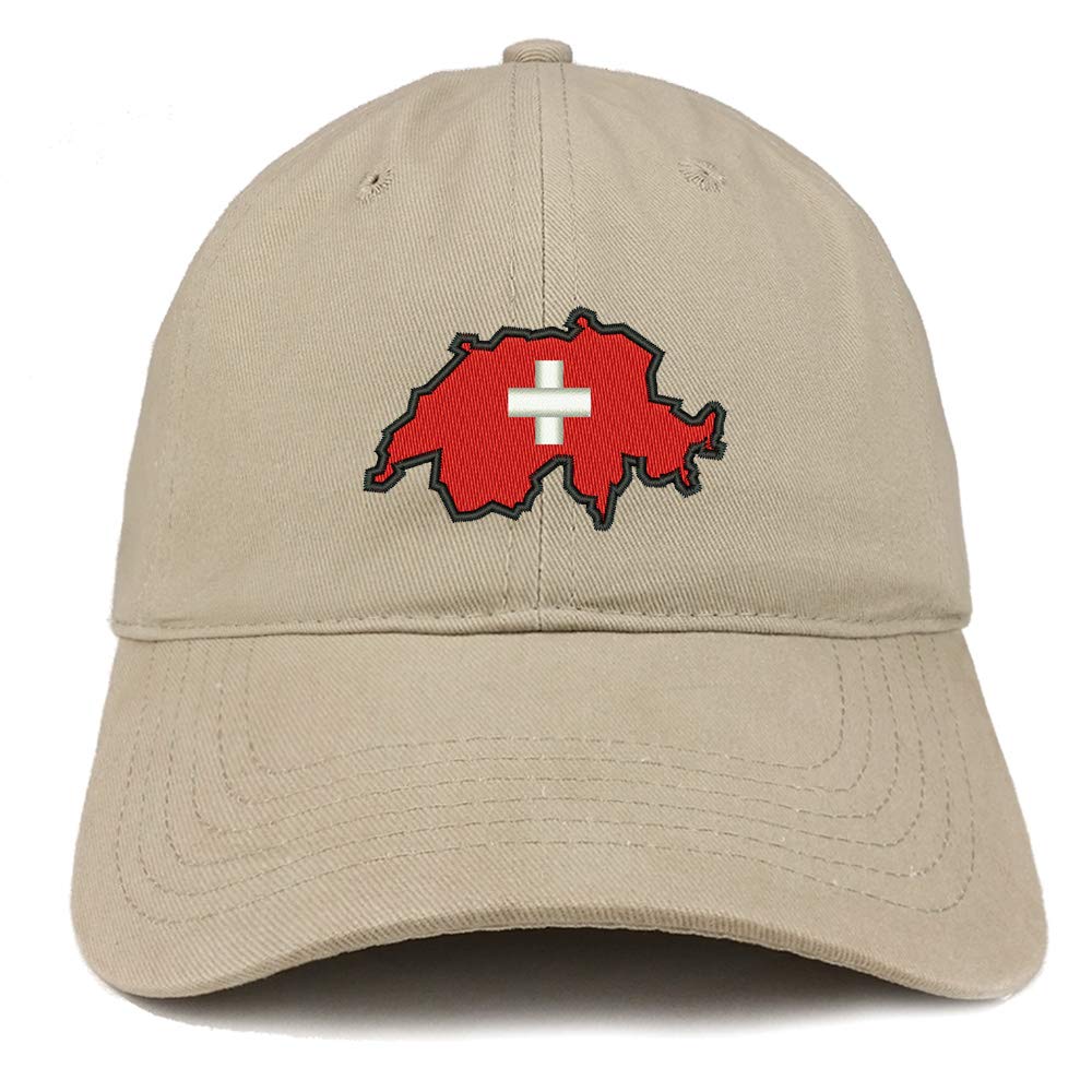 Trendy Swiss Flag Map Embroidered Cotton Dad Hat - Stylish Unisex Baseball Cap for Travel, Hiking & Outdoor Adventures
