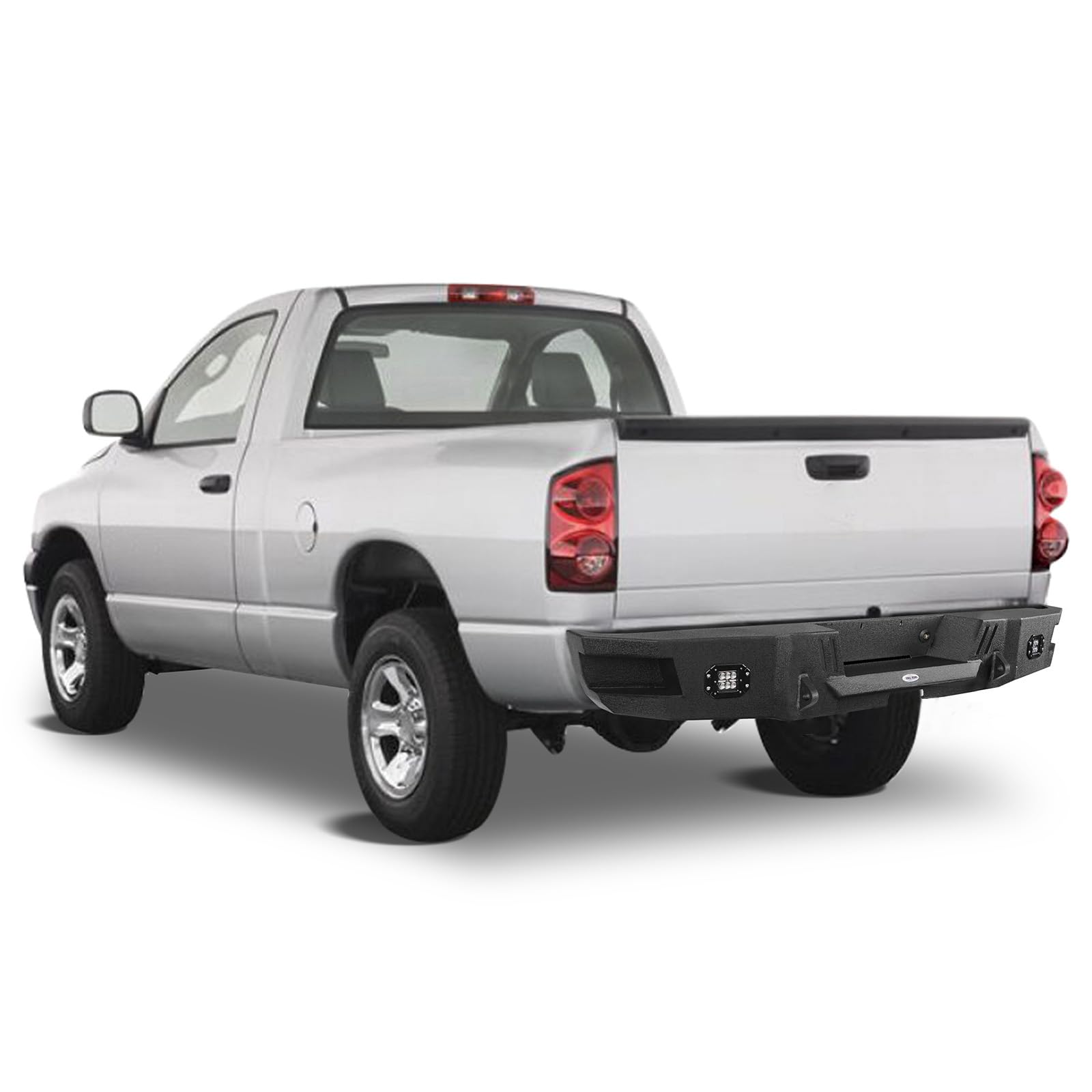Hooke Road Heavy Duty Steel Rear Bumper for 2002-2008 Dodge Ram 1500 Pickup Truck - Durable Off-Road Protection & Towing Upgrade - Perfect for Off-Roading, Overlanding & Work Trucks