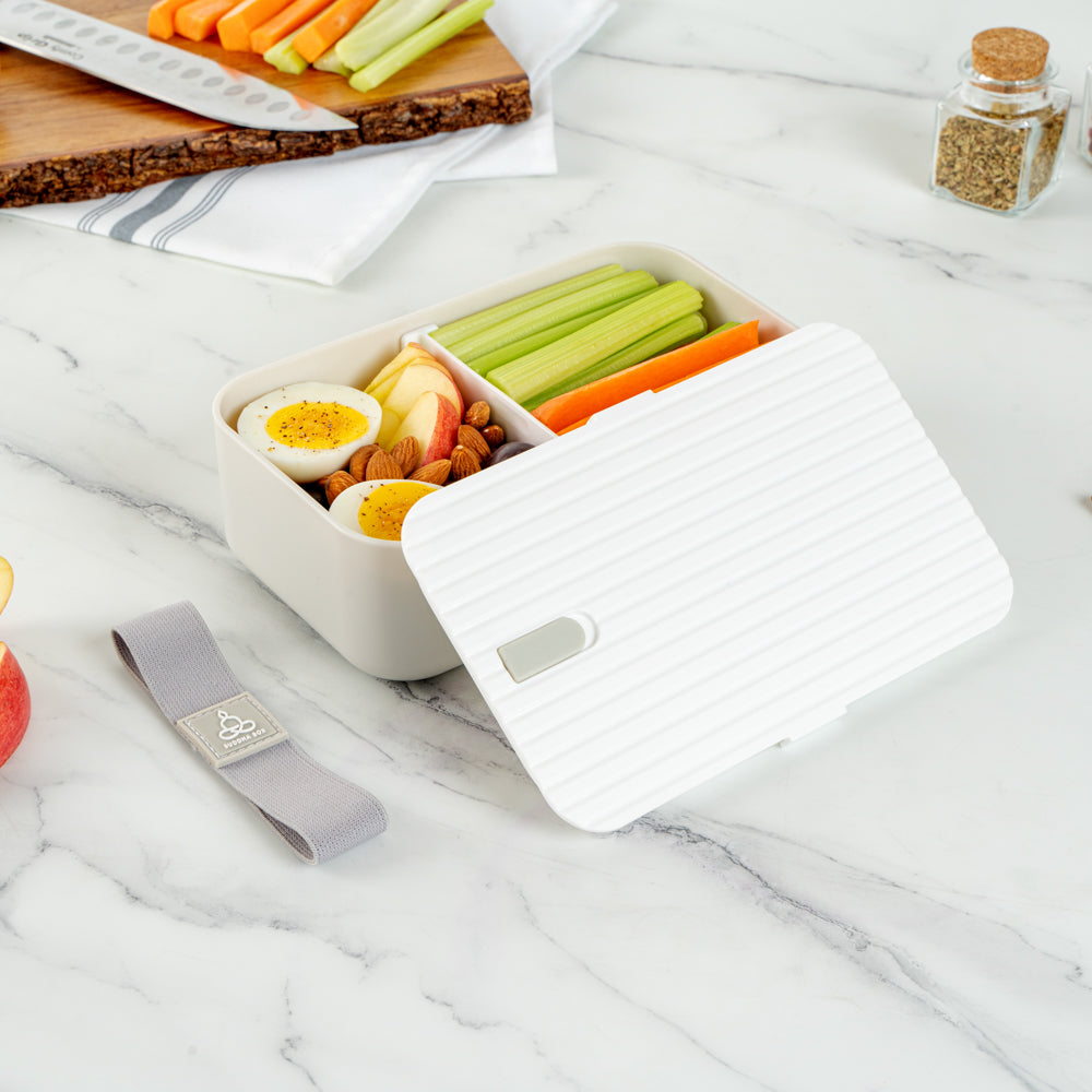 Bento Tek 34oz Gray Buddha Box Lunch Container with White Lid - 7.5