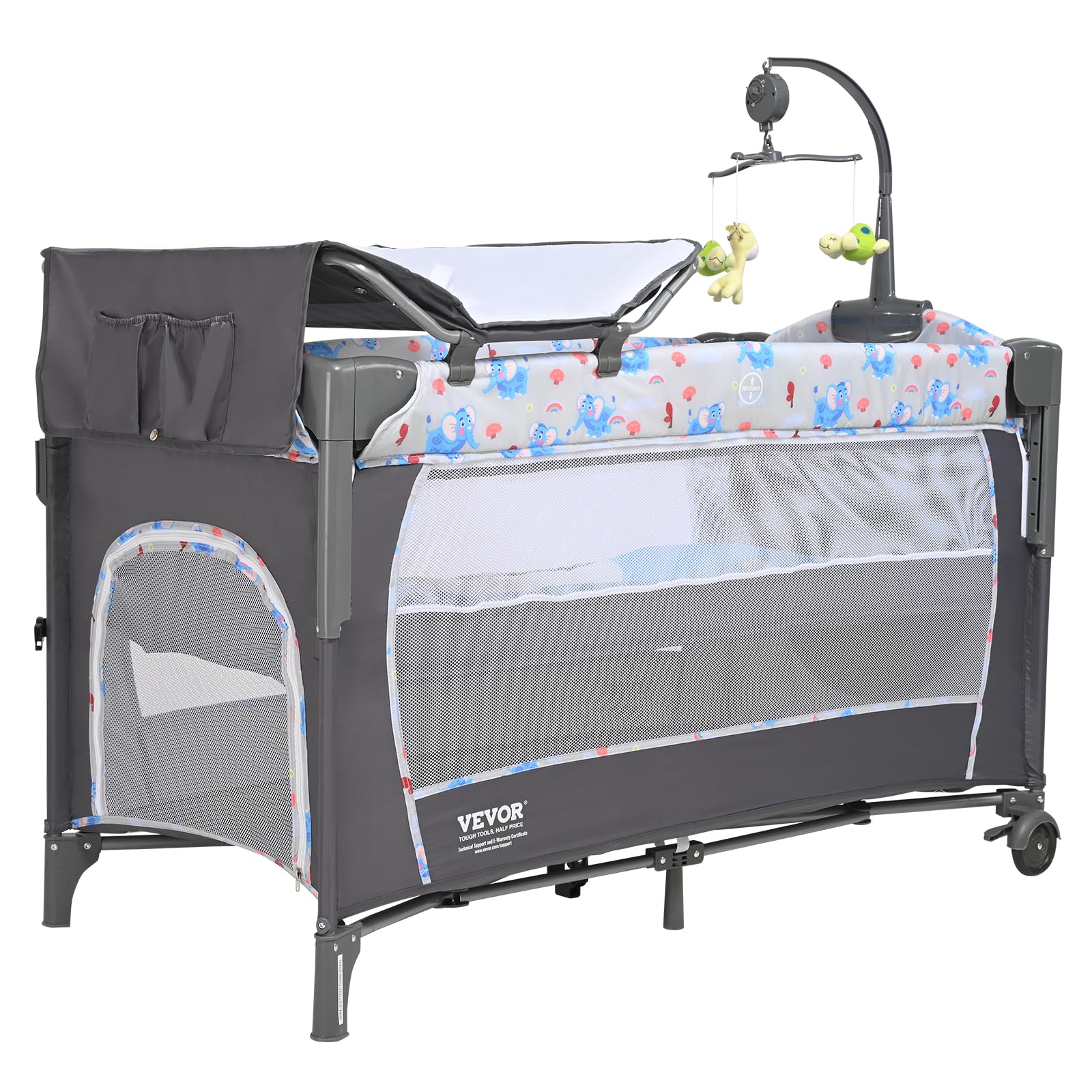 VEVOR Portable Baby Bassinet & Playard with Changing Table, Mosquito Net & Wheels - Foldable Bedside Sleeper Crib for Newborns & Infants - Perfect for Nursery, Travel & Co-Sleeping