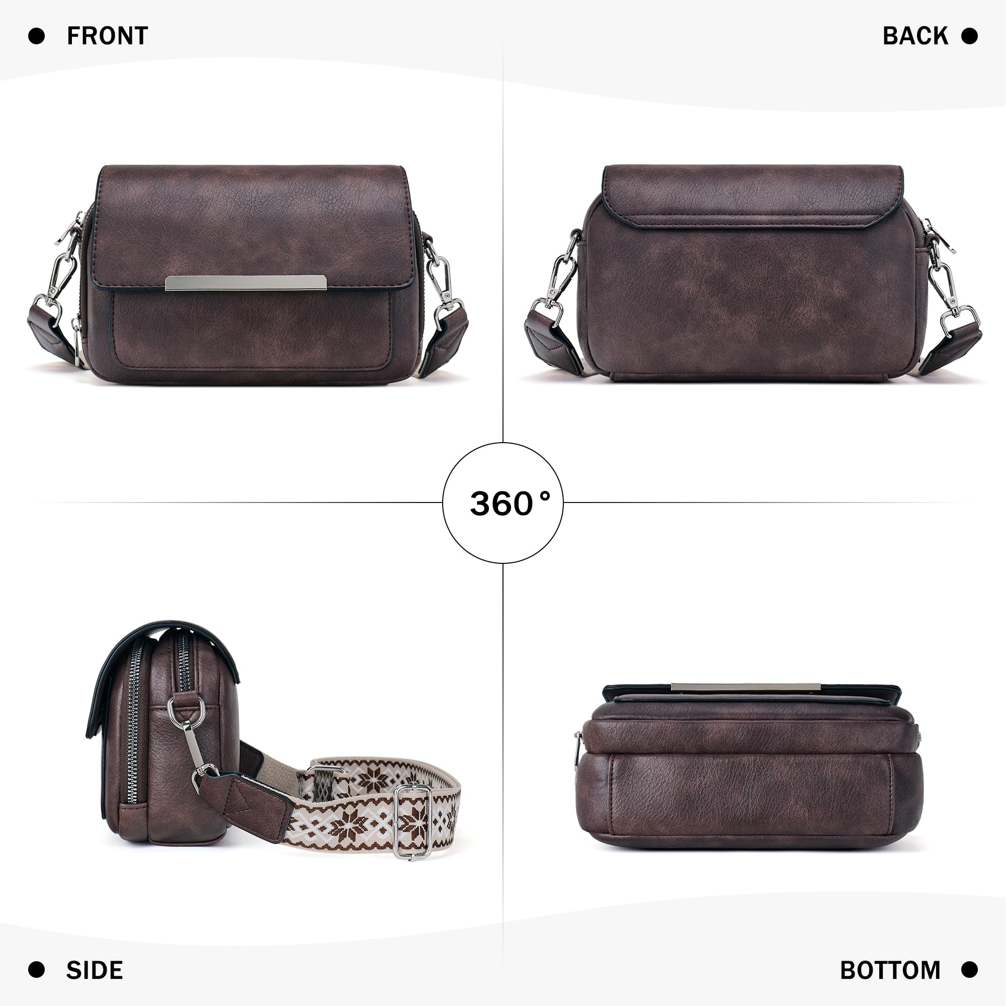 Women's Leather Crossbody Bag with Card Slots - Travel & Daily Use Purse