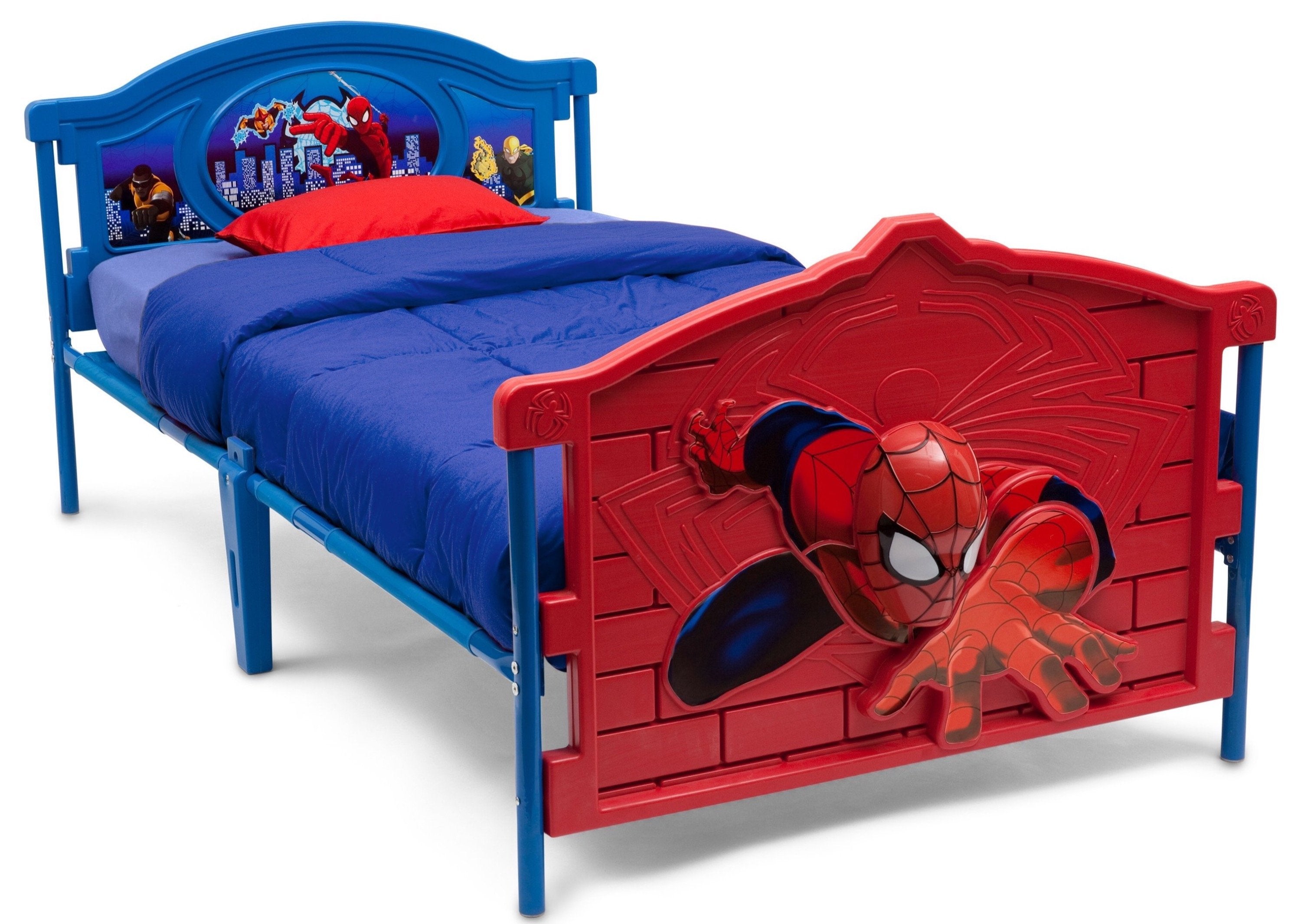 Spider-Man 3D Plastic Twin Bed for Kids - Superhero Themed Children's Bedroom Furniture - Perfect for Marvel Fans' Bedroom Decor & Sleepovers