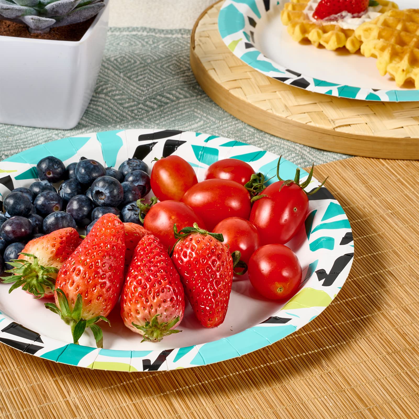 FOCUSLINE 360 Pack 8.375 Inch Disposable Paper Plates - Soak Proof & Cut Proof Bulk Party Plates for Birthday, BBQ, Picnic, Camping & Family Gatherings - Durable Eco-Friendly Dinnerware for Outdoor Events & Everyday Use