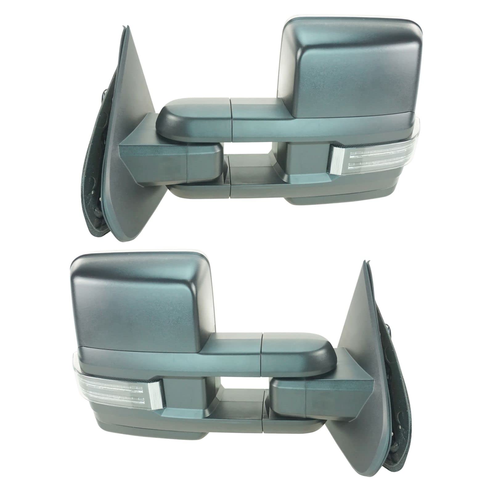 Manual LED Signal Spotlight Towing Mirrors - Textured Black Pair for GM Pickup Trucks | Enhanced Visibility & Safety for Towing & Night Driving