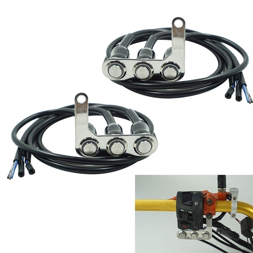 Rayana Waterproof LED Motorcycle Handlebar Switch - ON/OFF Latching Push Button, Adjustable Mount, 12V DC Self-Locking (E-RED) for Dirt Bikes, ATVs & Motorcycles - Ideal for Off-Roading & Night Riding